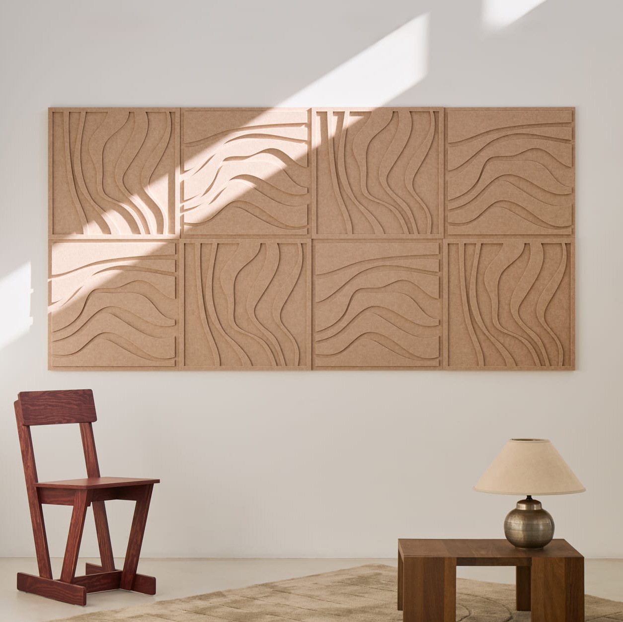 Wave Tile - Sand Beige | Set of 8