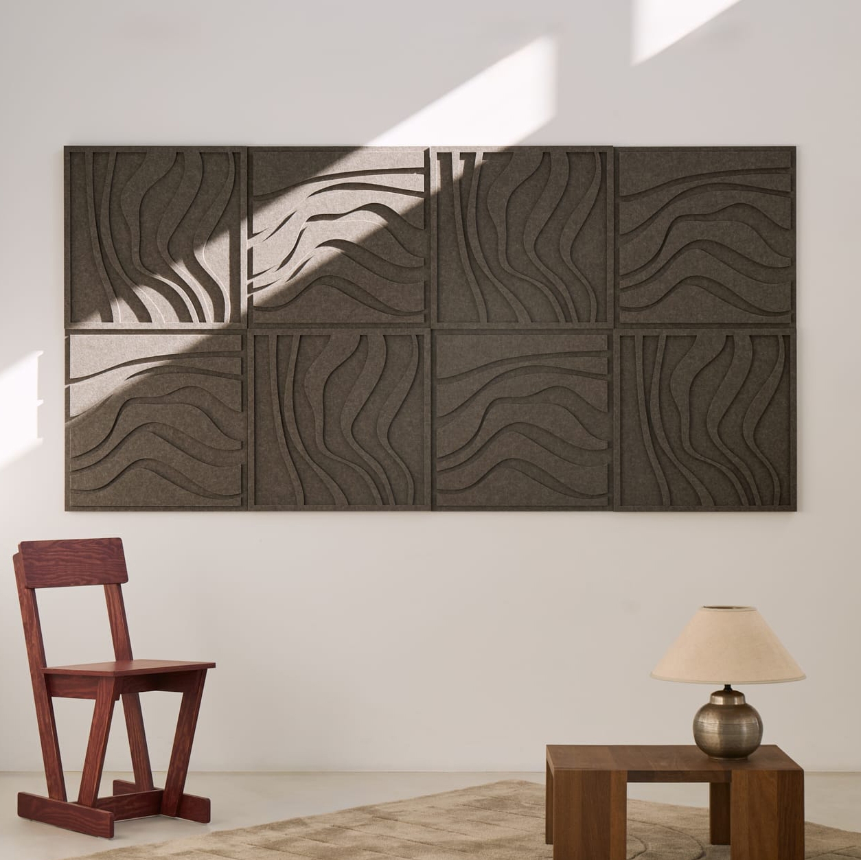 Wave Tile - Warm Grey | Set of 8