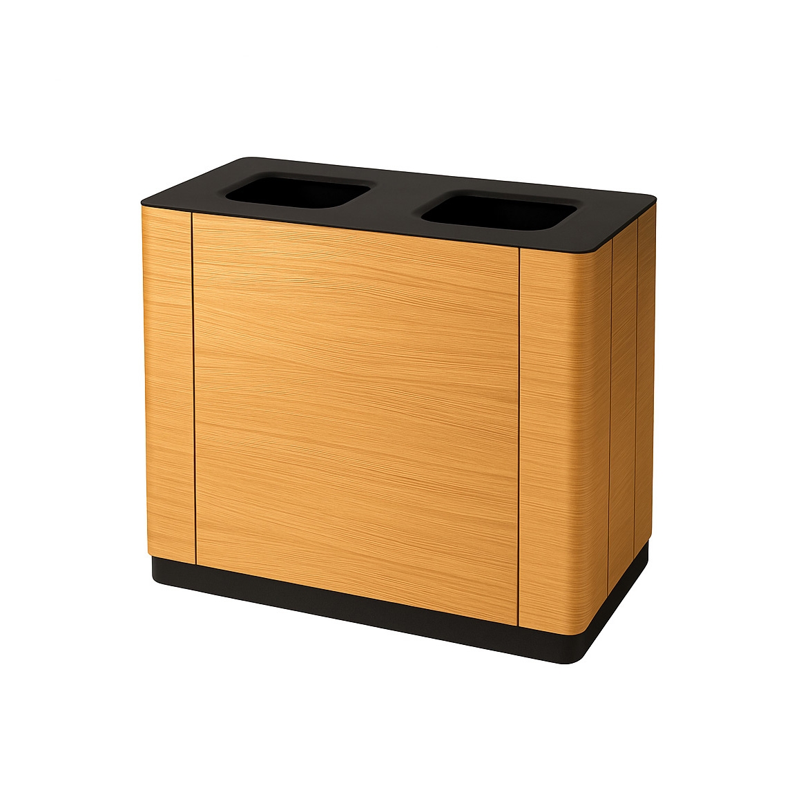 Famolas – waste sorting bin (double) – Oak / Black steel