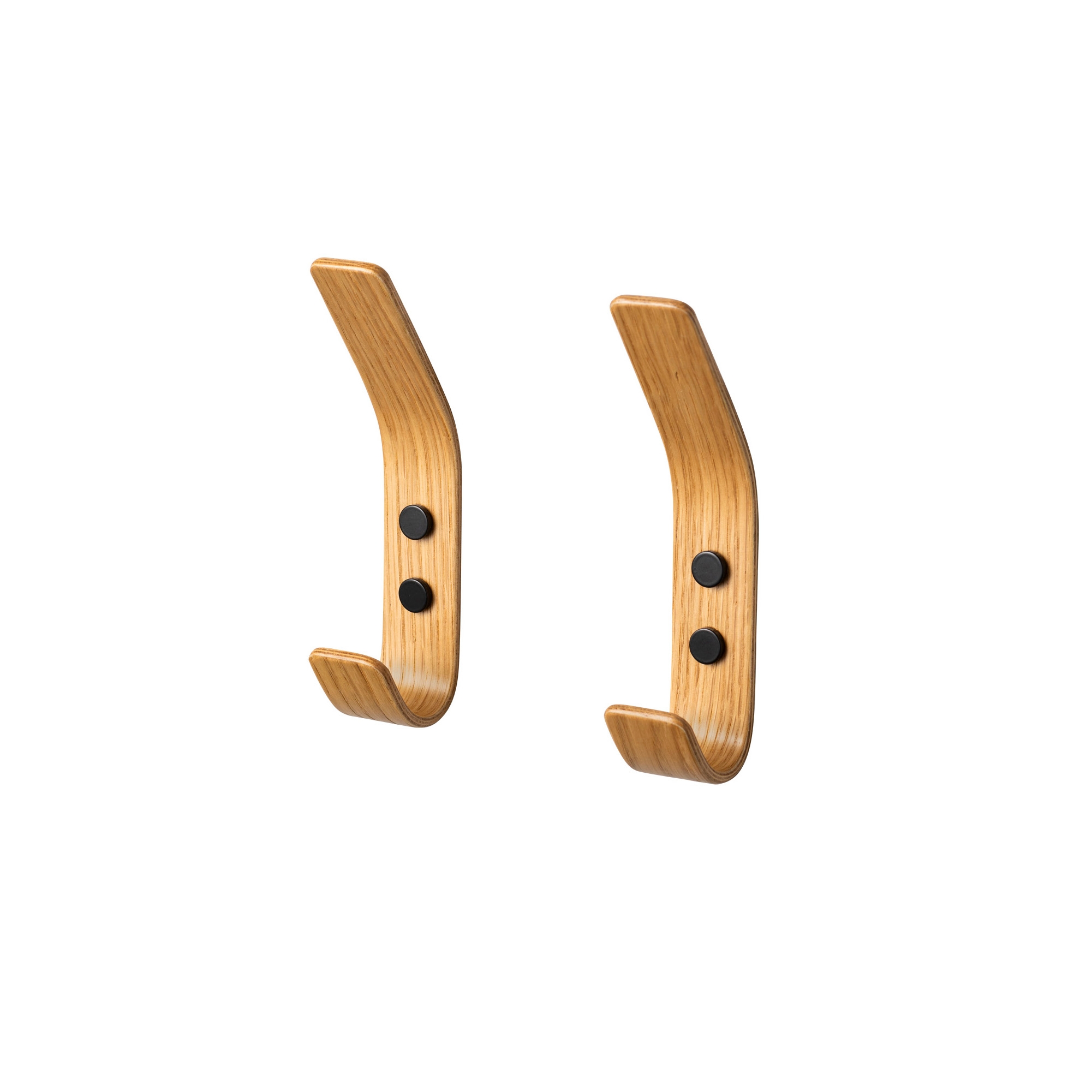 Mostra il prodotto Tarju – gancio portasciugamani in legno, 2 pz – Rovere / Acciaio nero del produttore Wuoma