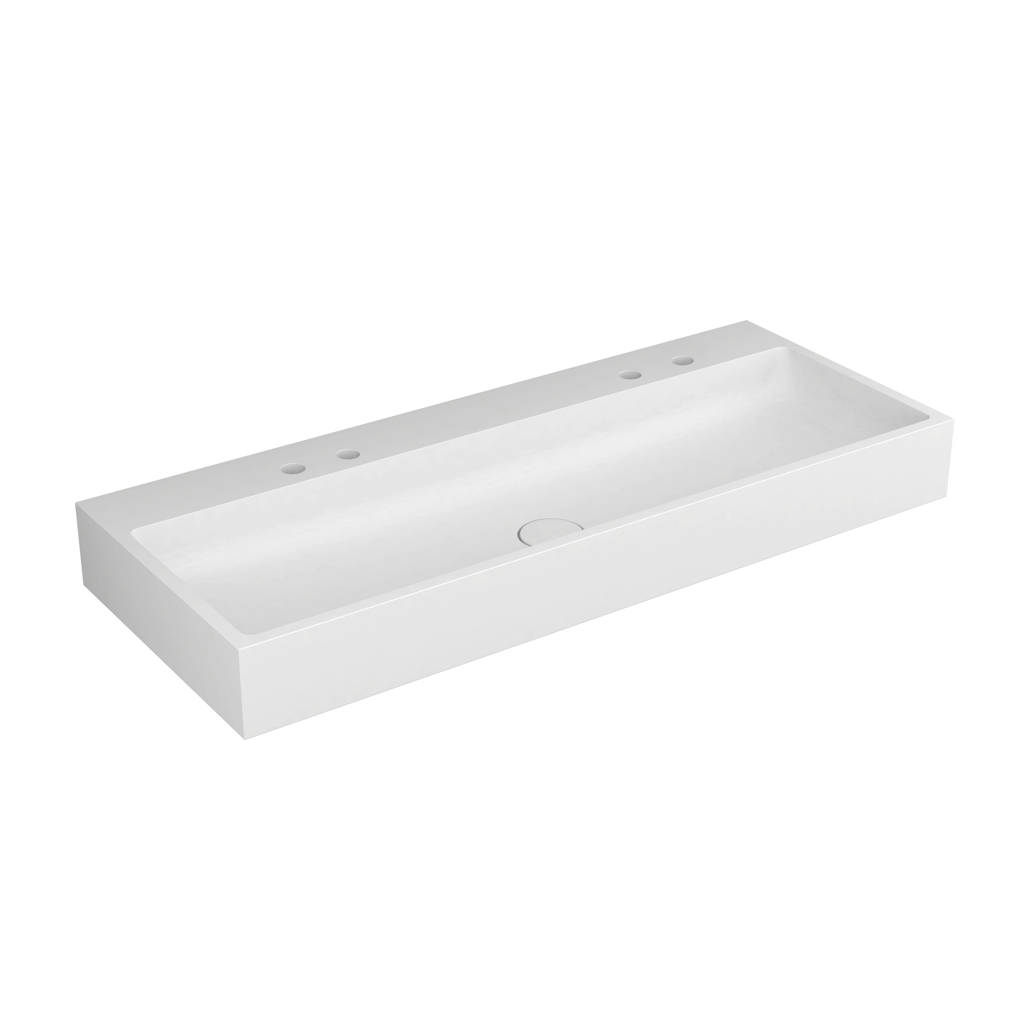 Washbasin white 120 x 48 cm for 2-hole tap solid surface white matt