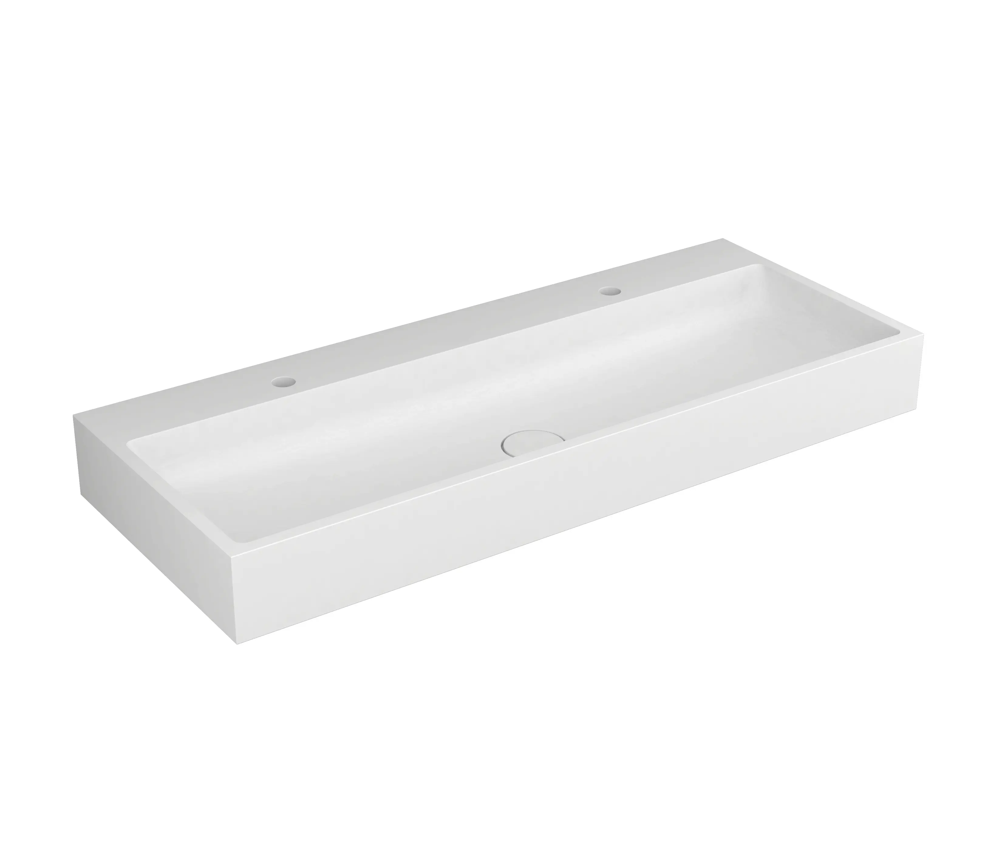 Vigour - Washbasin white 120 x 48cm with 2 tap holes right + left solid surface white matt