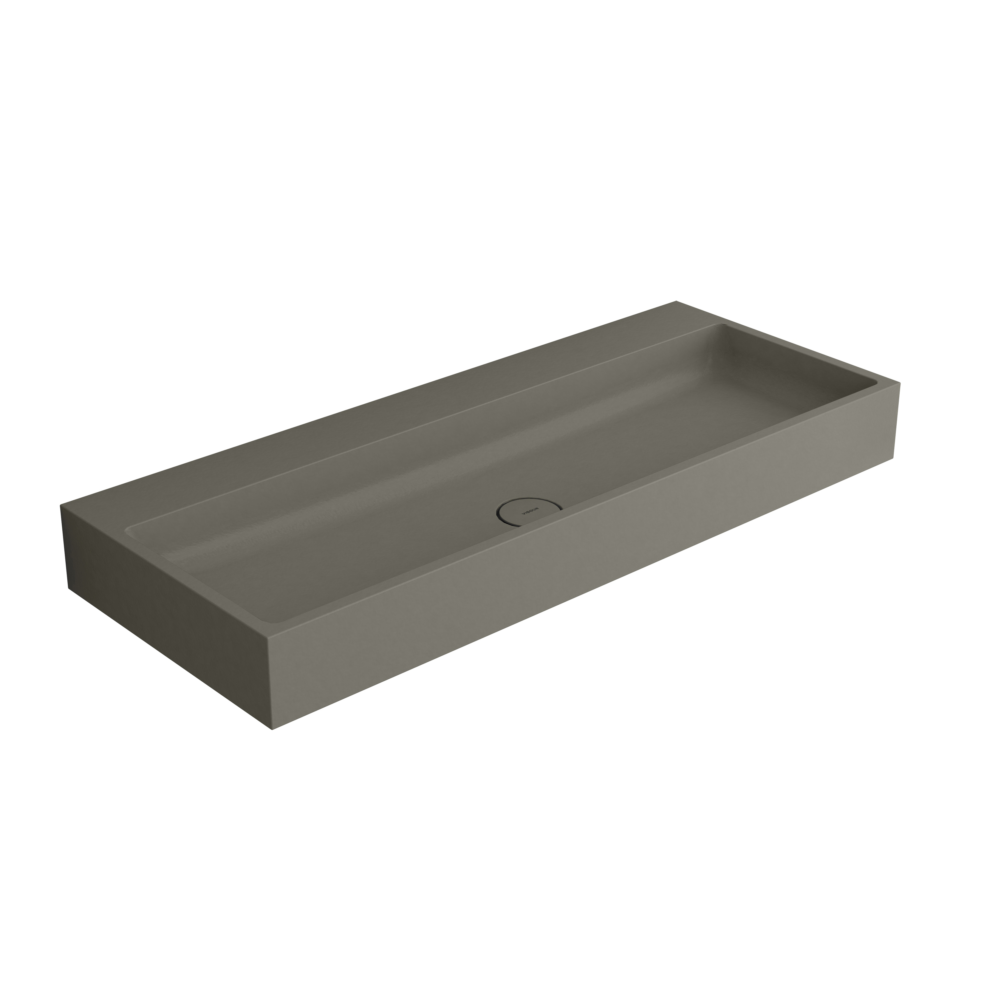 Washbasin white 120 x 48cm without tap hole solid surface concrete