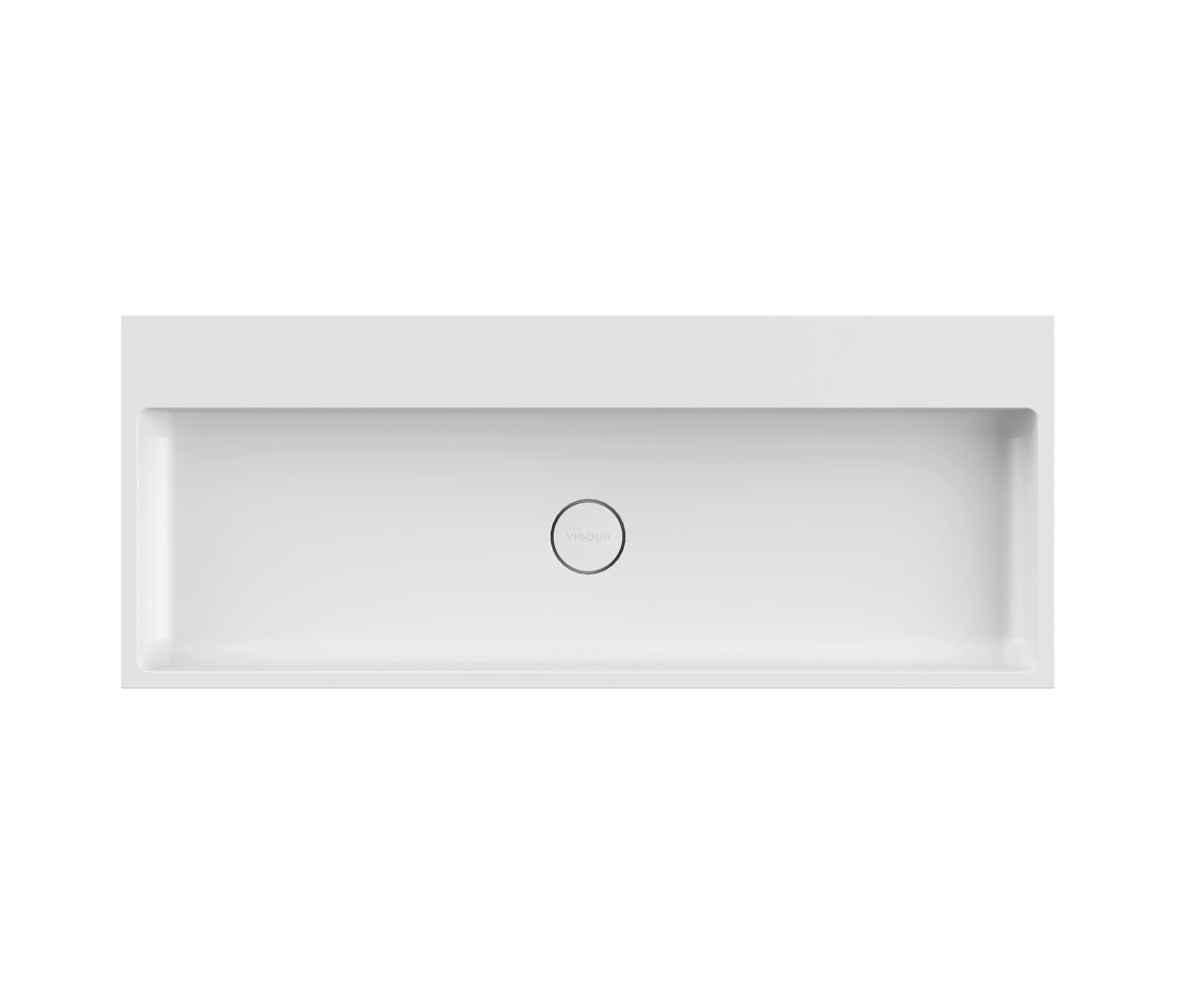 Vigour - Washbasin white 120 x 48cm without tap hole solid surface white matt