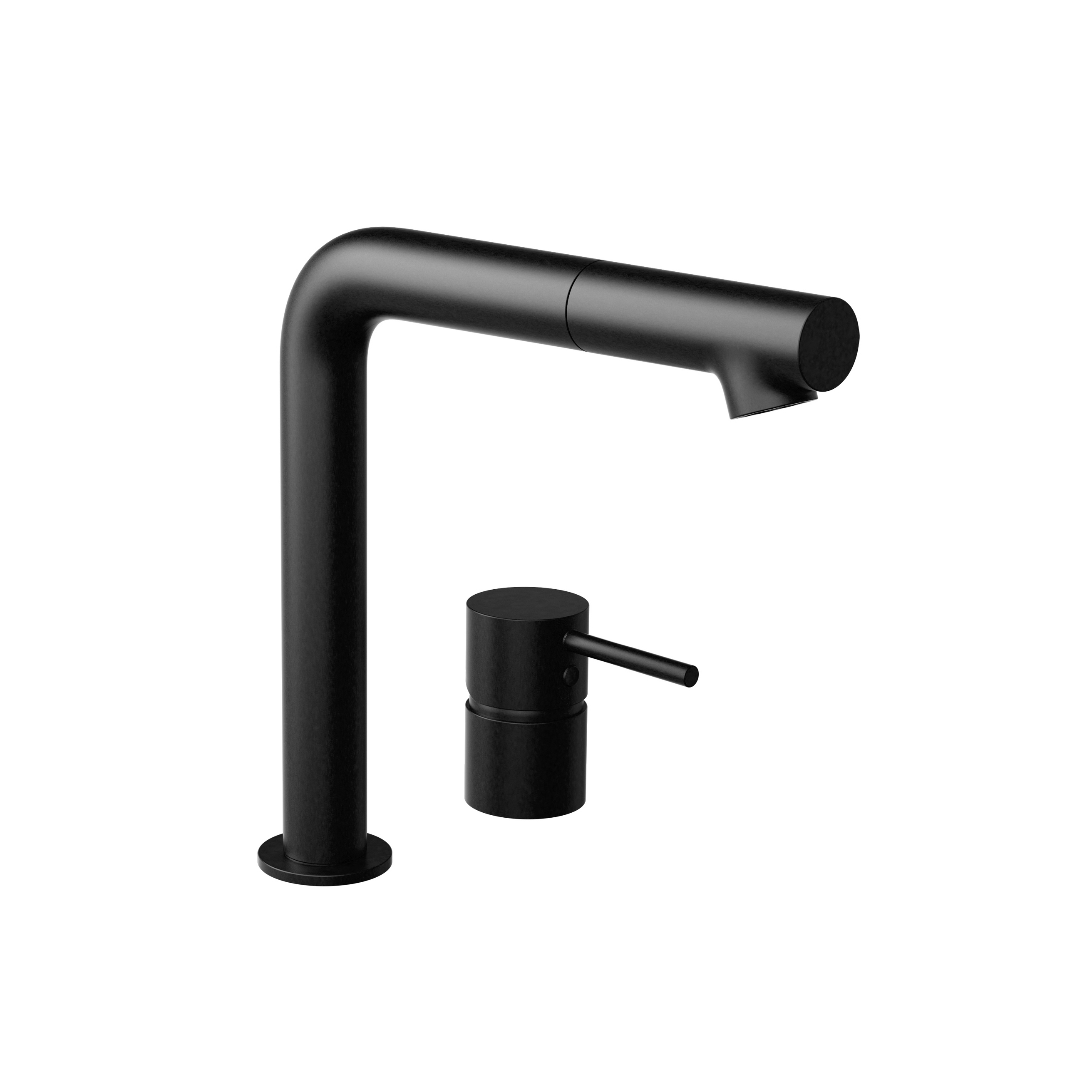 Two-hole kitchen mixer white with pull-out spout matt black