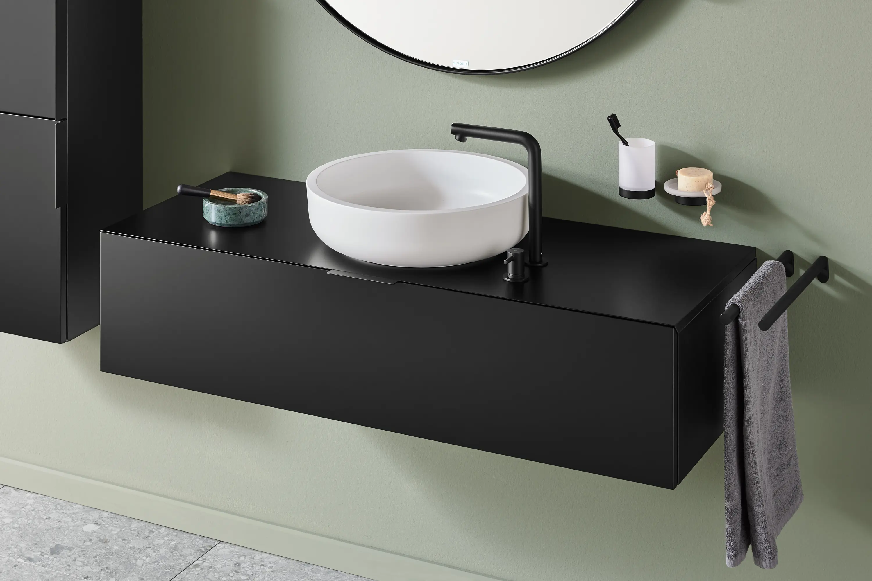 Vigour - Aufsatzschale white rund Mineralwerkstoff weiss