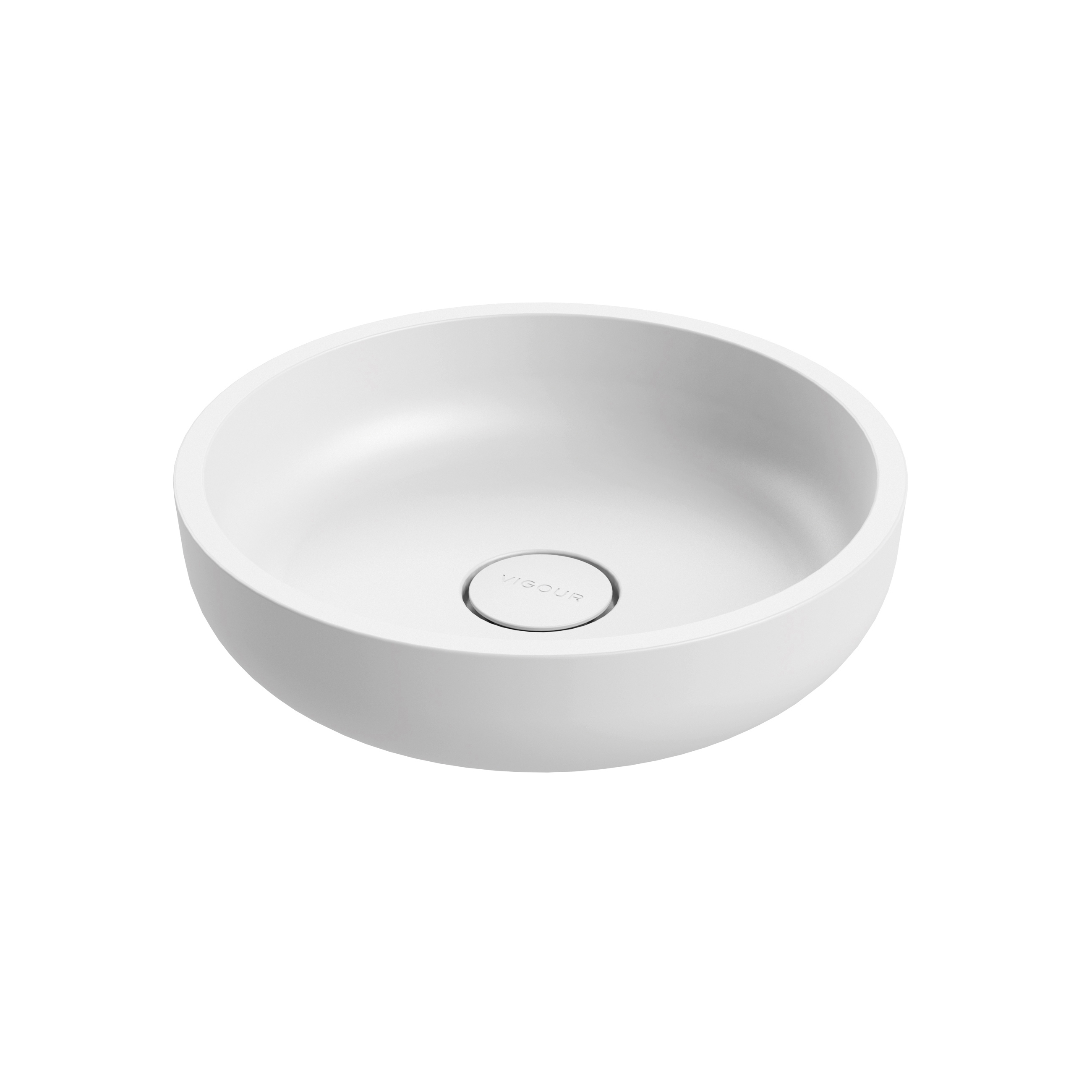 Top bowl white round solid surface white matt
