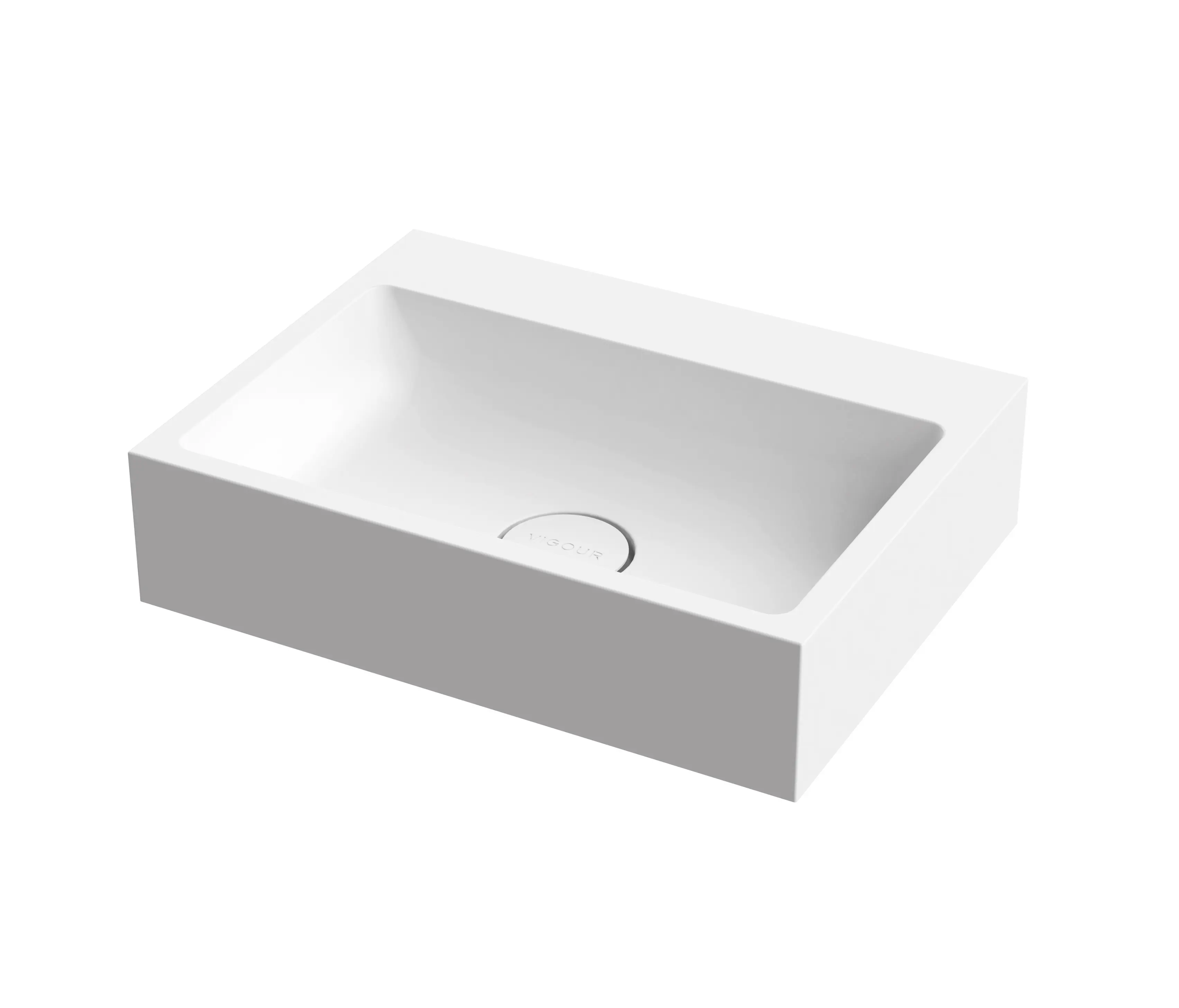 Vigour - Hand basin white 50 x 38cm without tap hole solid surface white matt