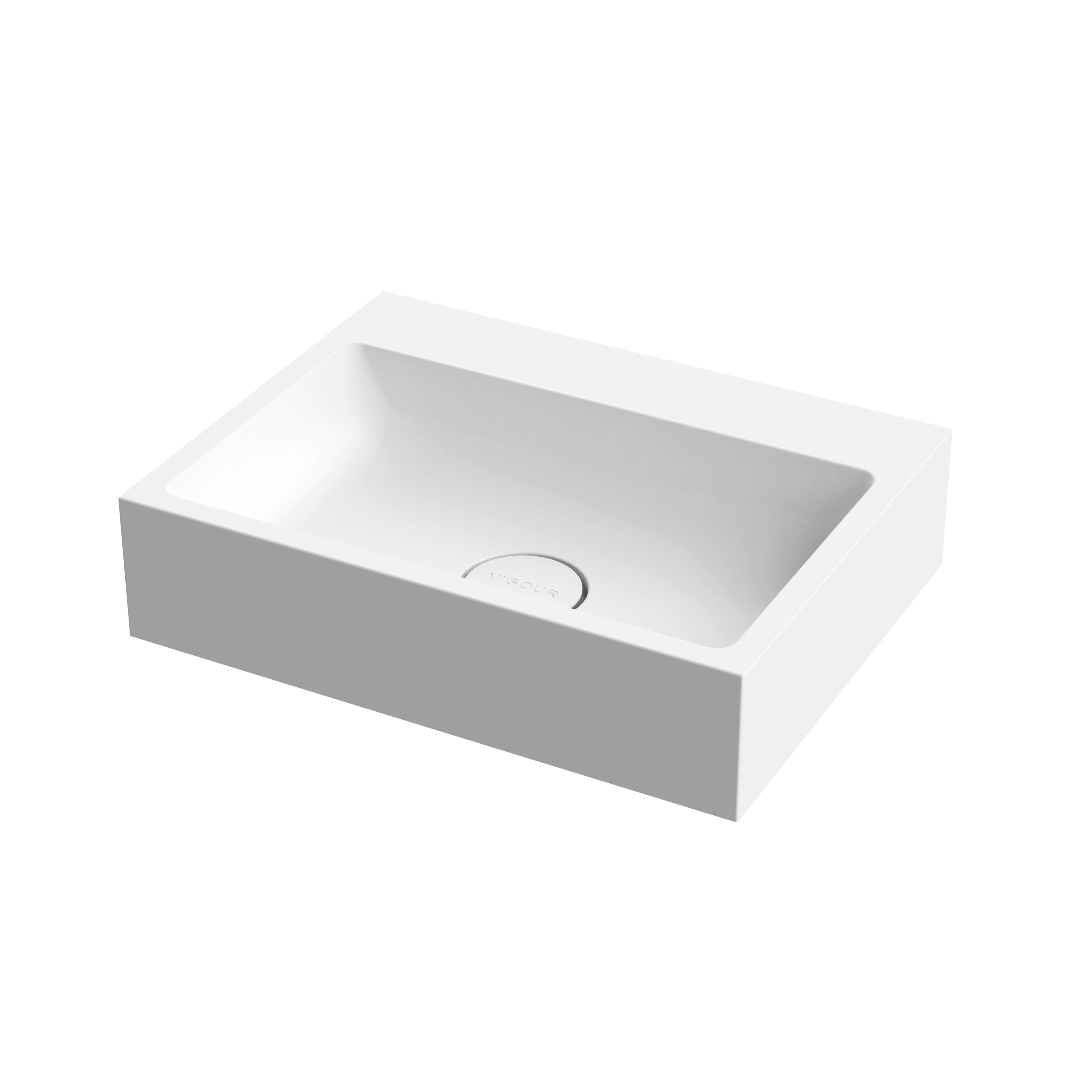 Display product Hand basin white 50 x 38cm without tap hole solid surface white matt from manufacturer Vigour