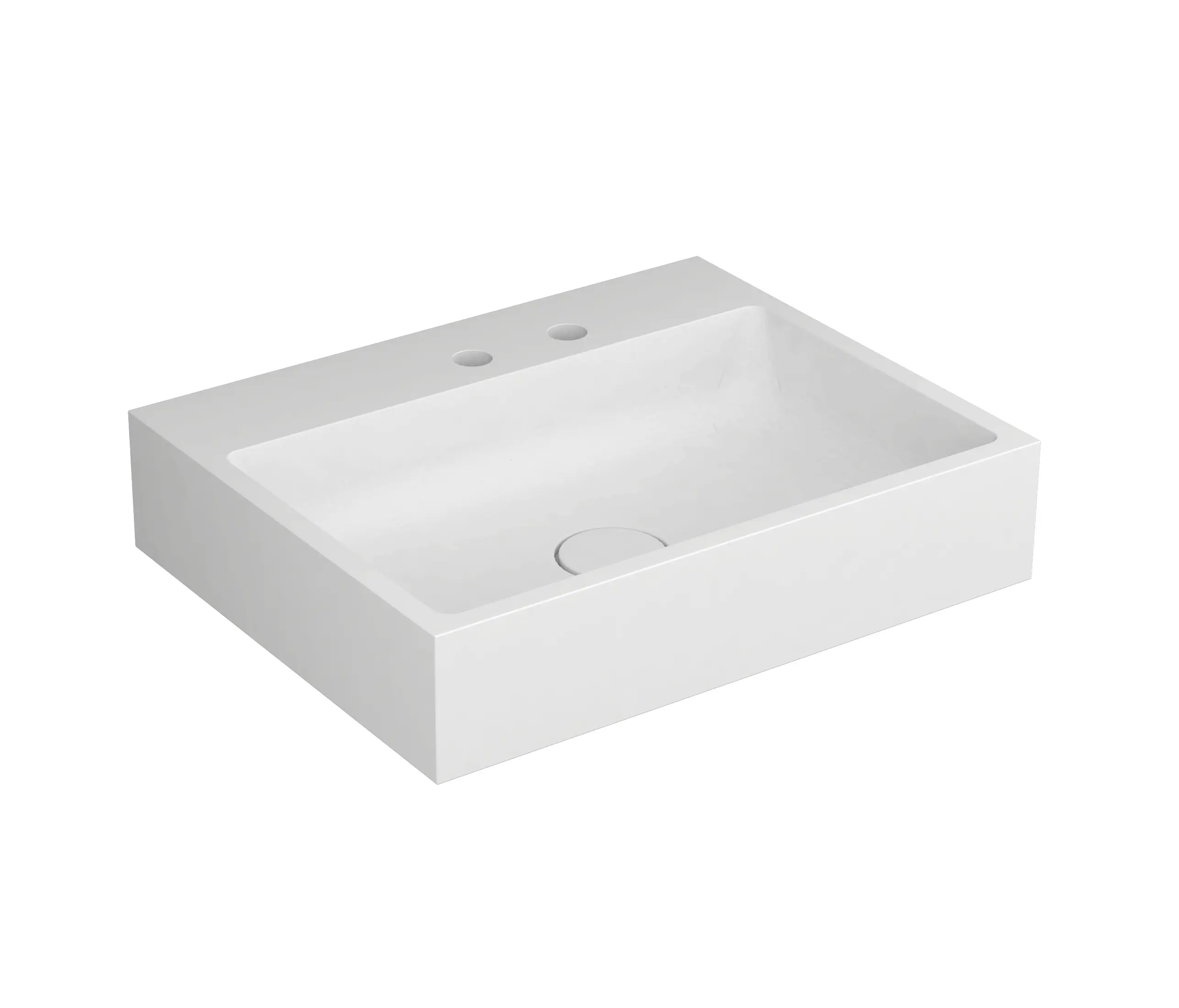 Vigour - Washbasin white 60 x 48 cm for 2-hole tap solid surface white