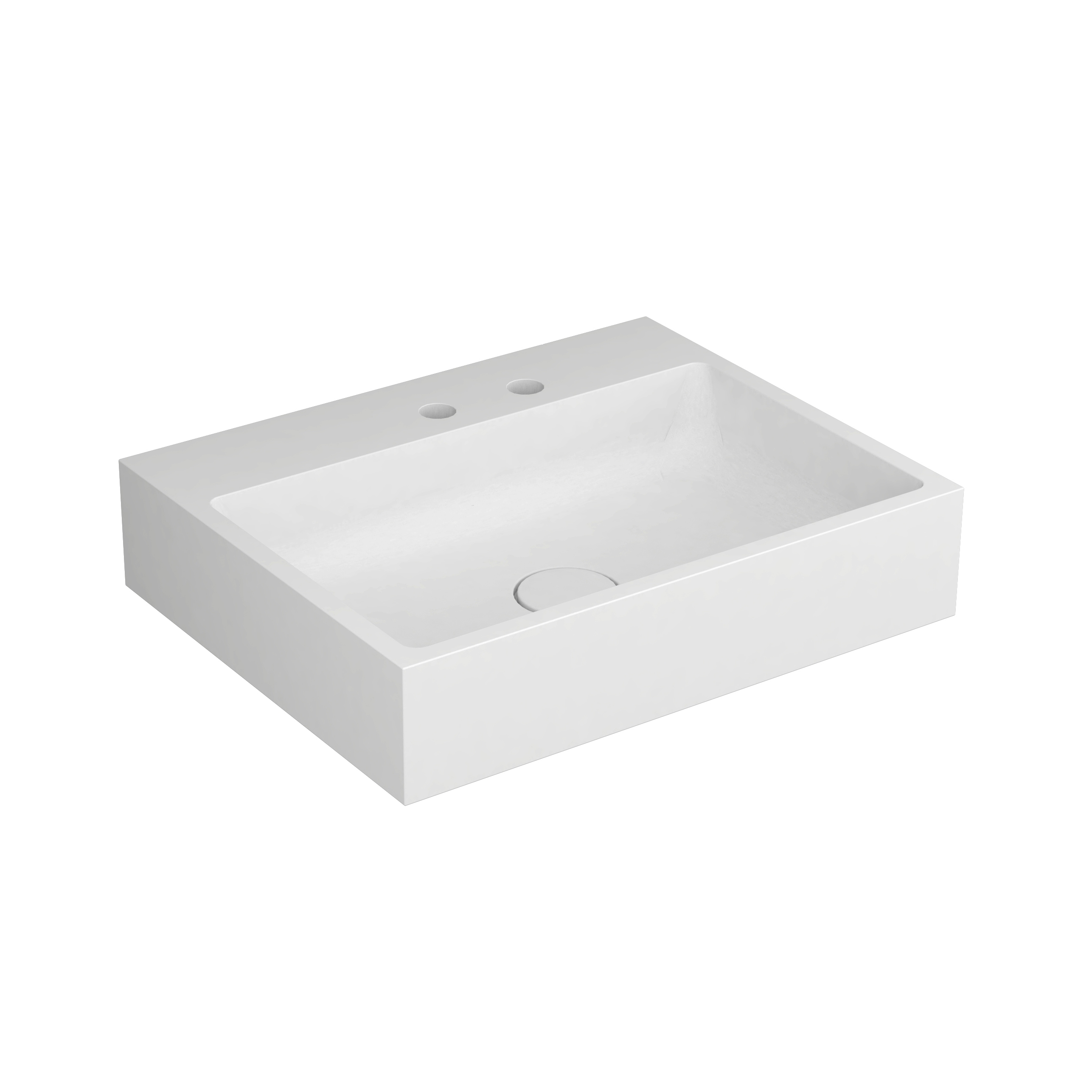 Display product Washbasin white 60 x 48 cm for 2-hole tap solid surface white from manufacturer Vigour