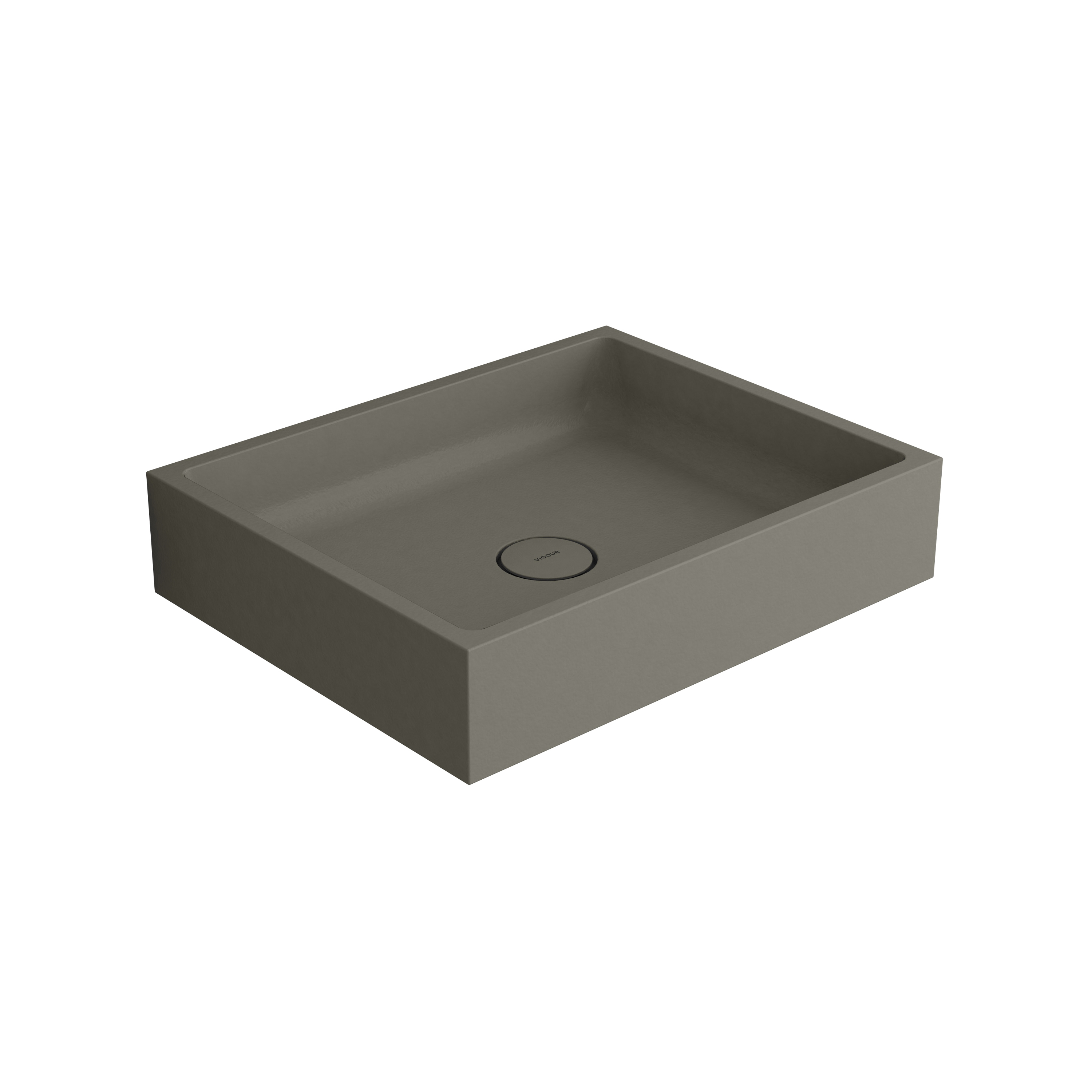 Washbasin white 60 x 48 cm without tap hole solid surface concrete