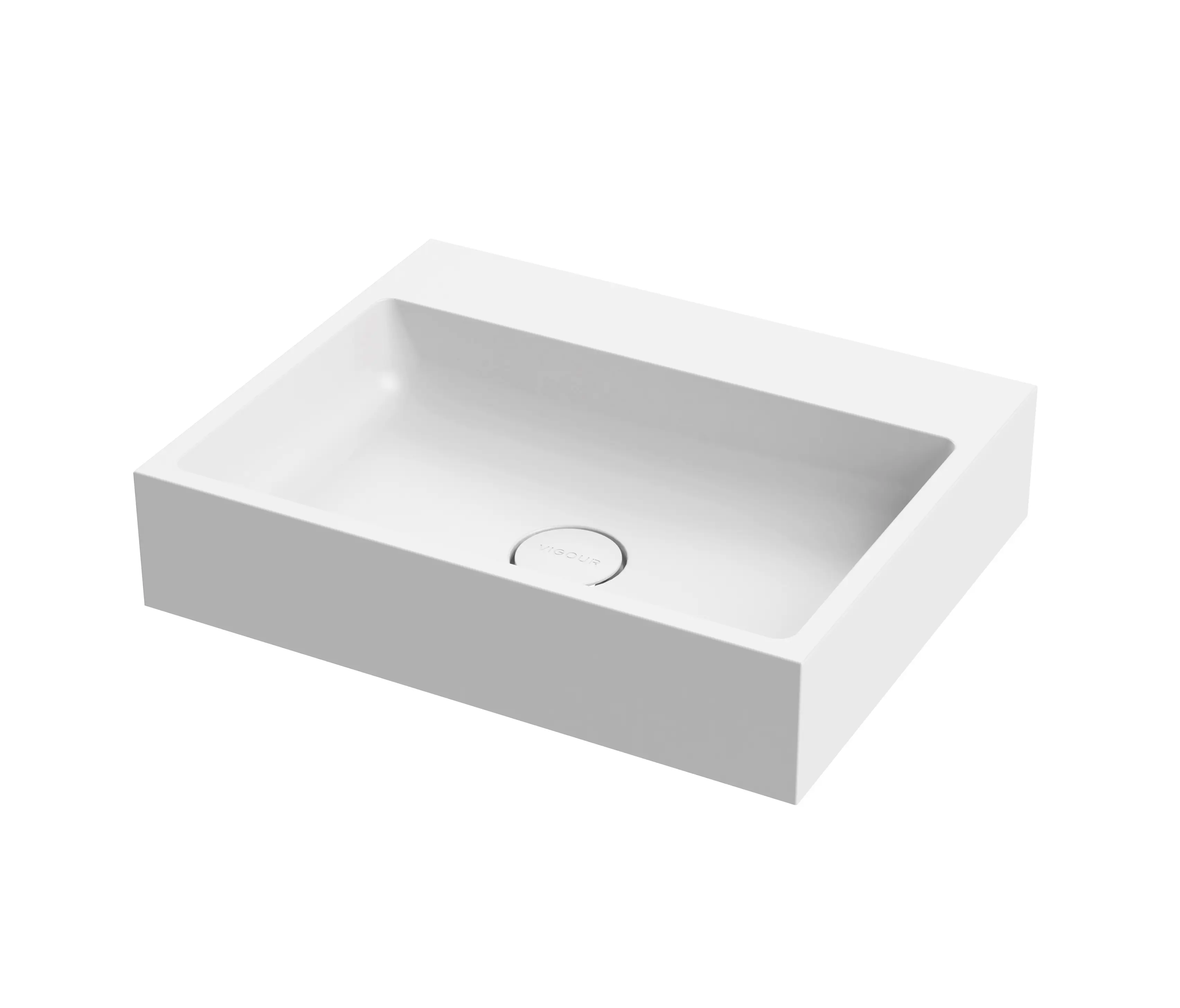 Vigour - Washbasin white 60 x 48cm without tap hole solid surface white matt