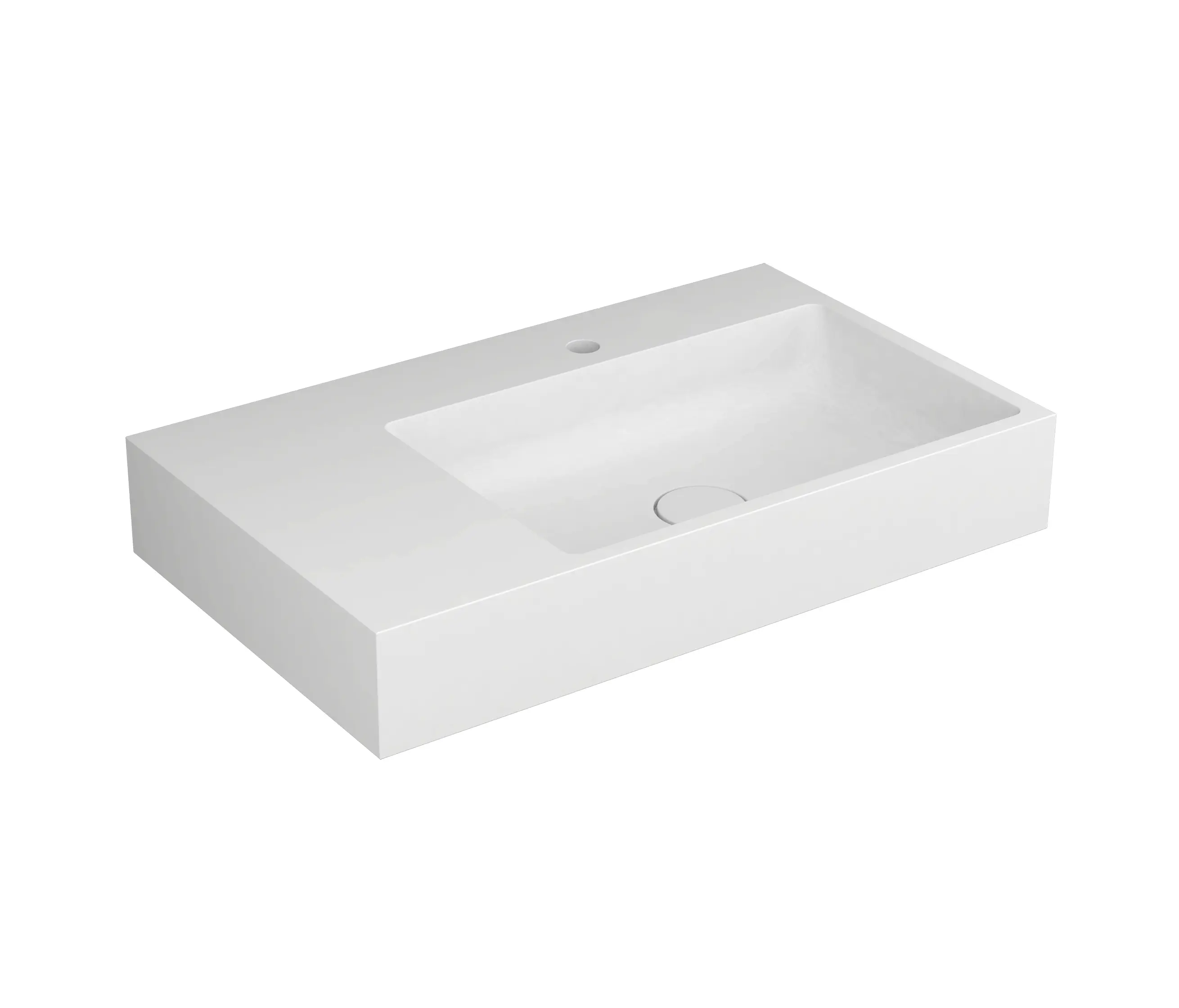 Vigour - Washbasin white 80 x 48 cm asymmetric right solid surface white