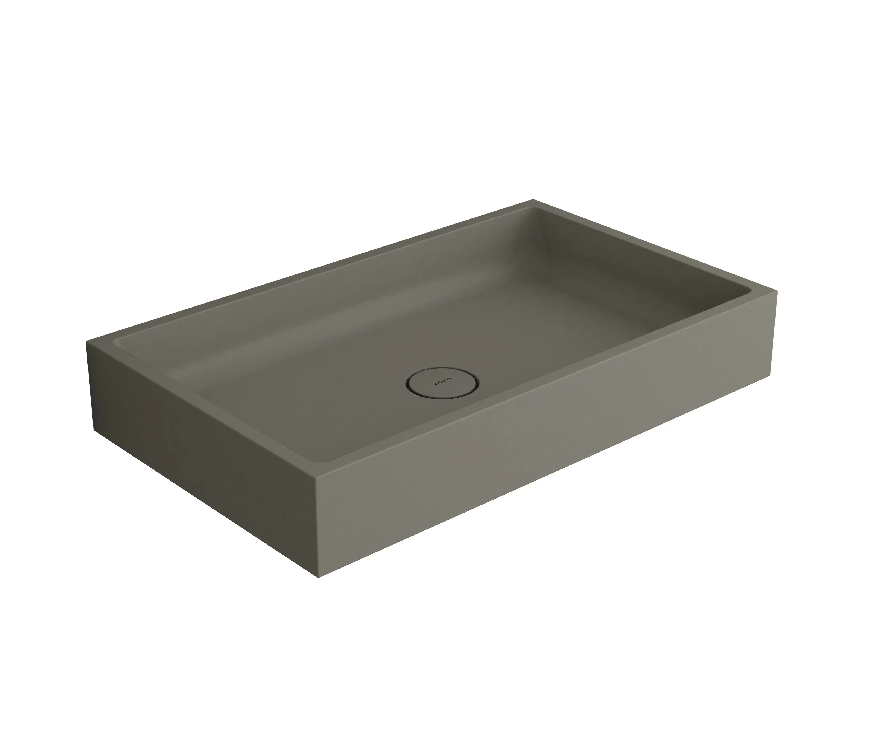 Vigour - Washbasin white 80 x 48 cm without tap hole solid surface concrete