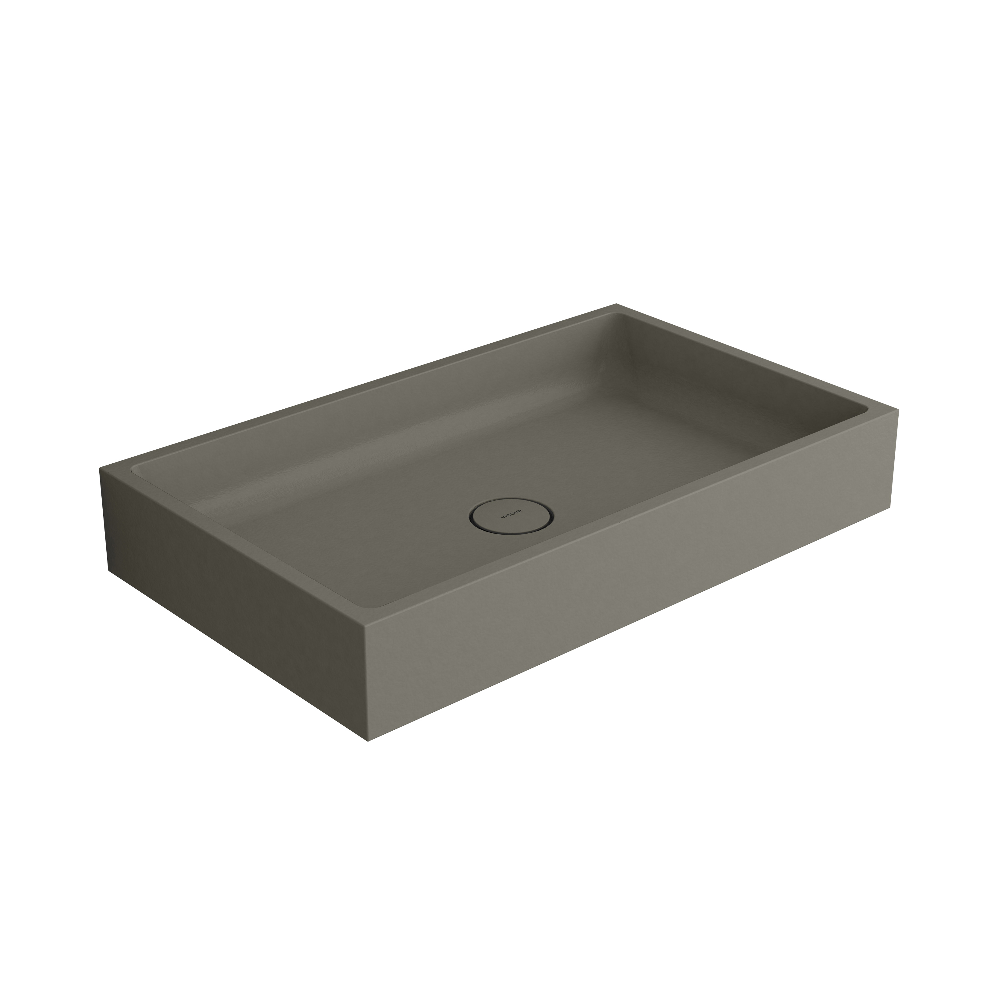 Washbasin white 80 x 48 cm without tap hole solid surface concrete
