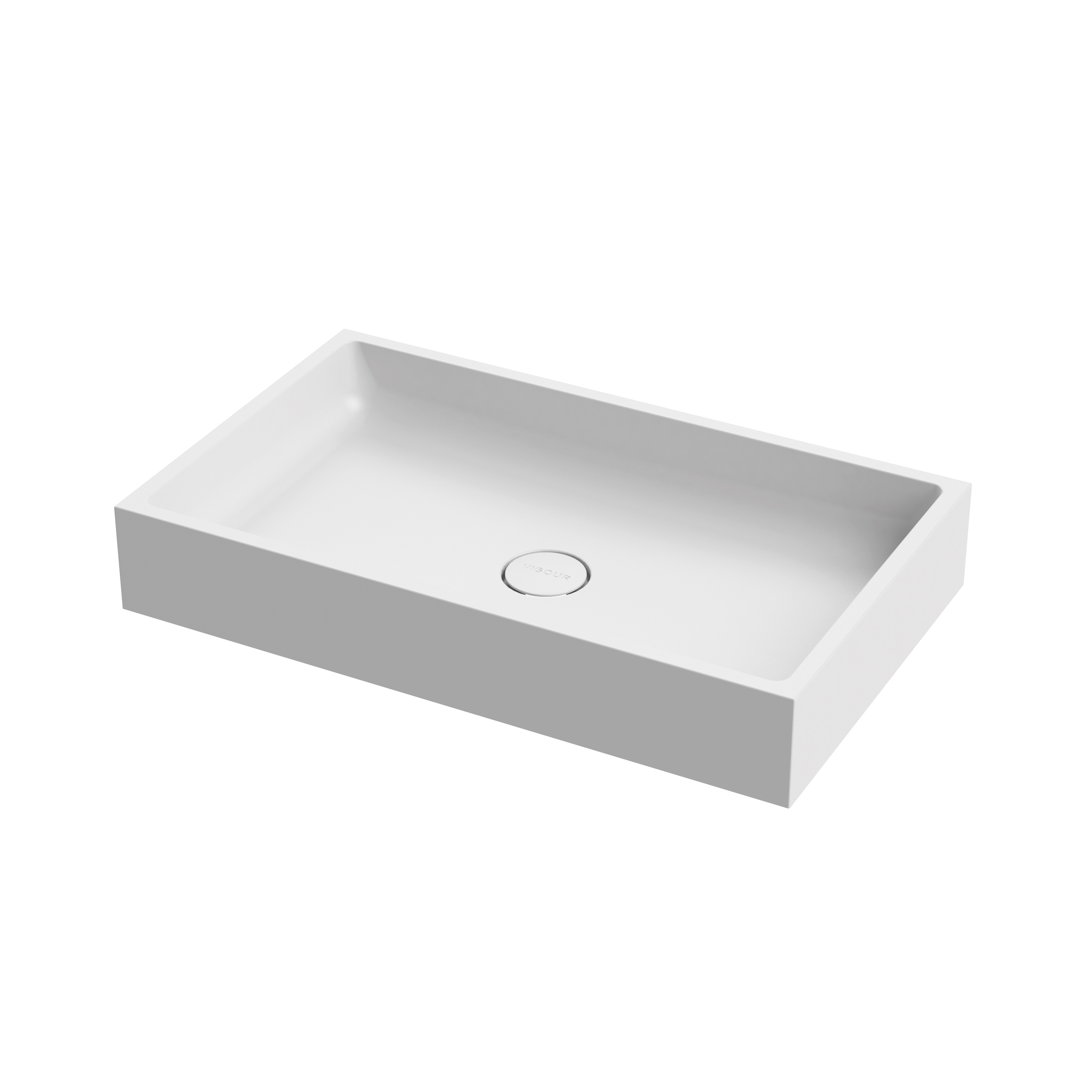 Washbasin white 80 x 48 cm without tap hole solid surface white matt
