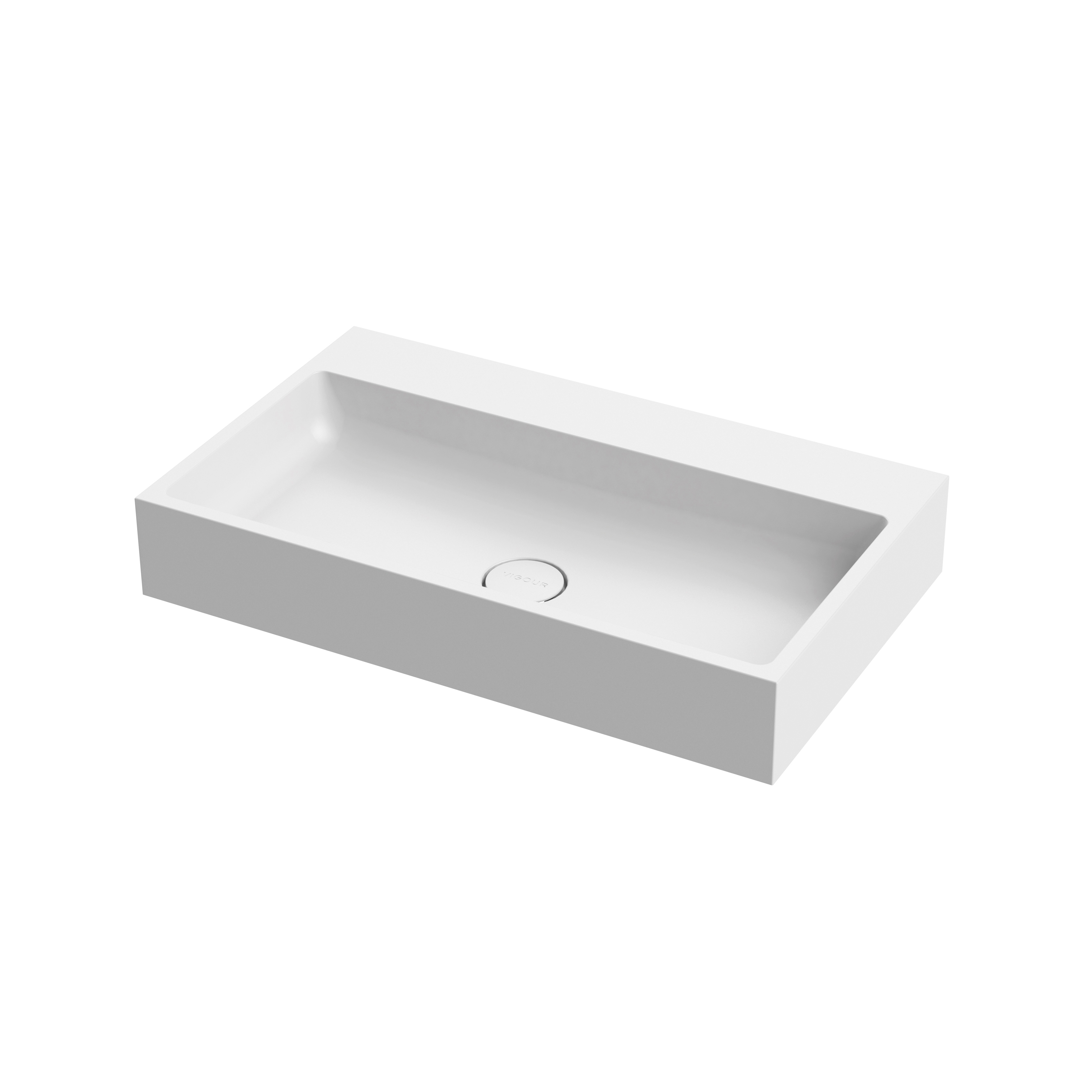 Washbasin white 80 x 48cm without tap hole solid surface white matt