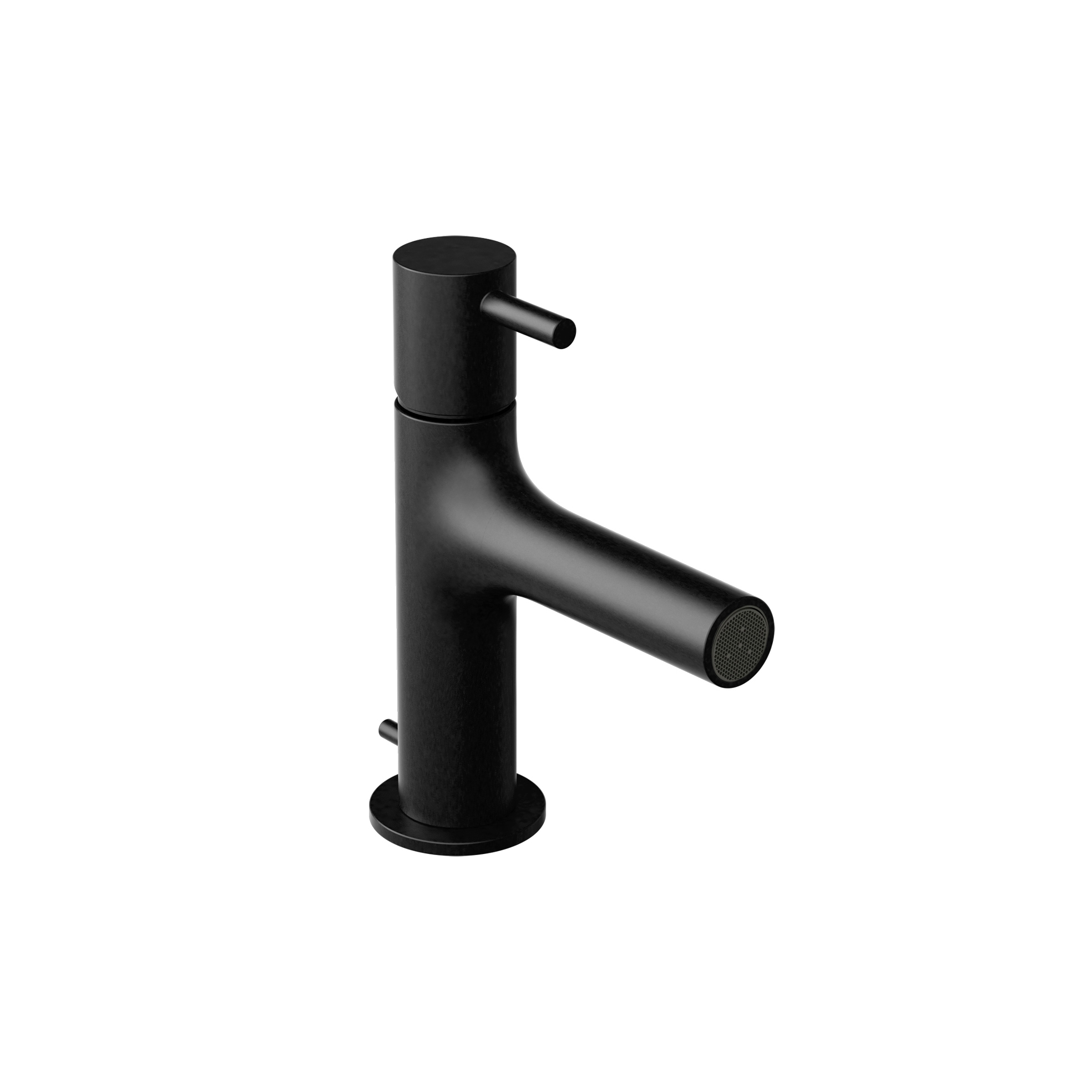 Single-lever bidet mixer with drain set in matt black
