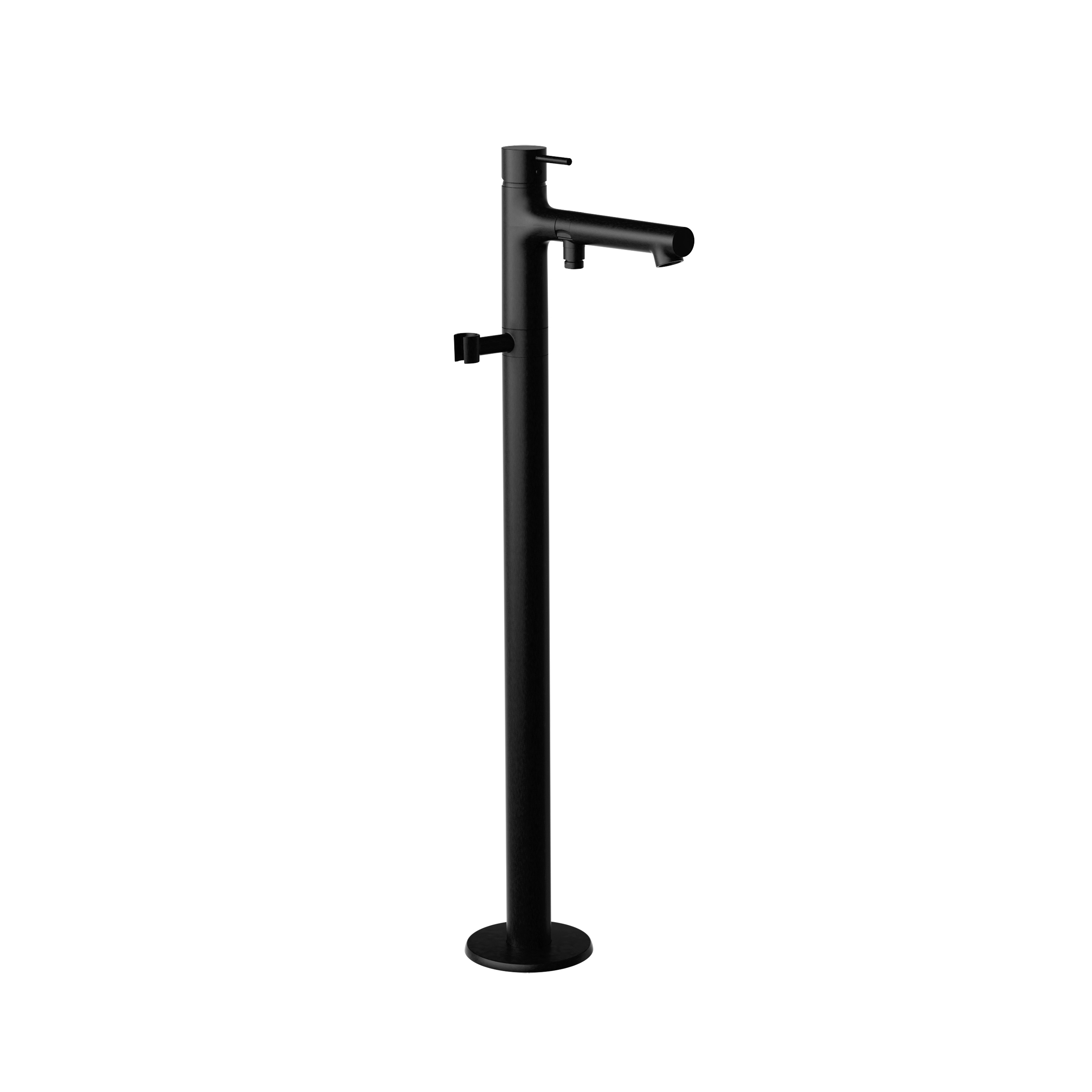 Free-standing bath tap white with diverter in matt black
