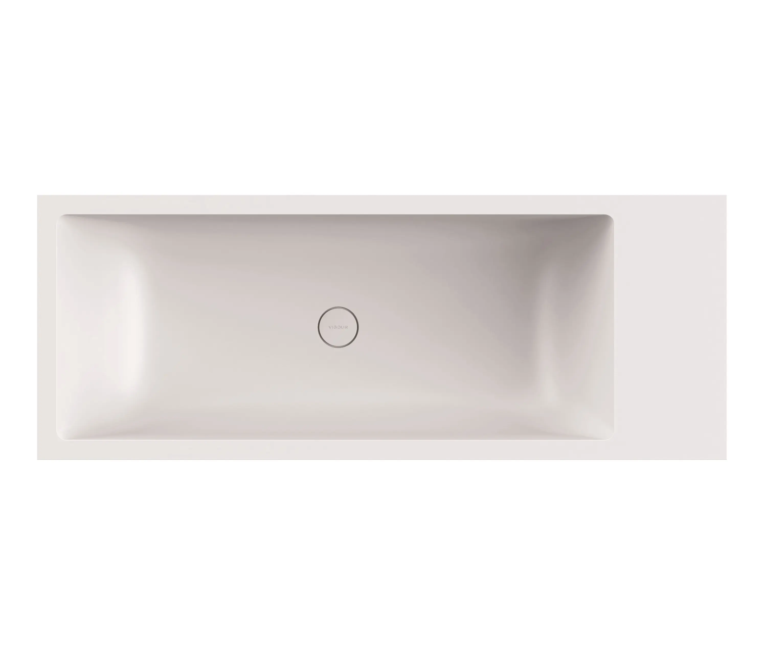 Vigour - Bath in solid surface white free-standing matt White shelf on right