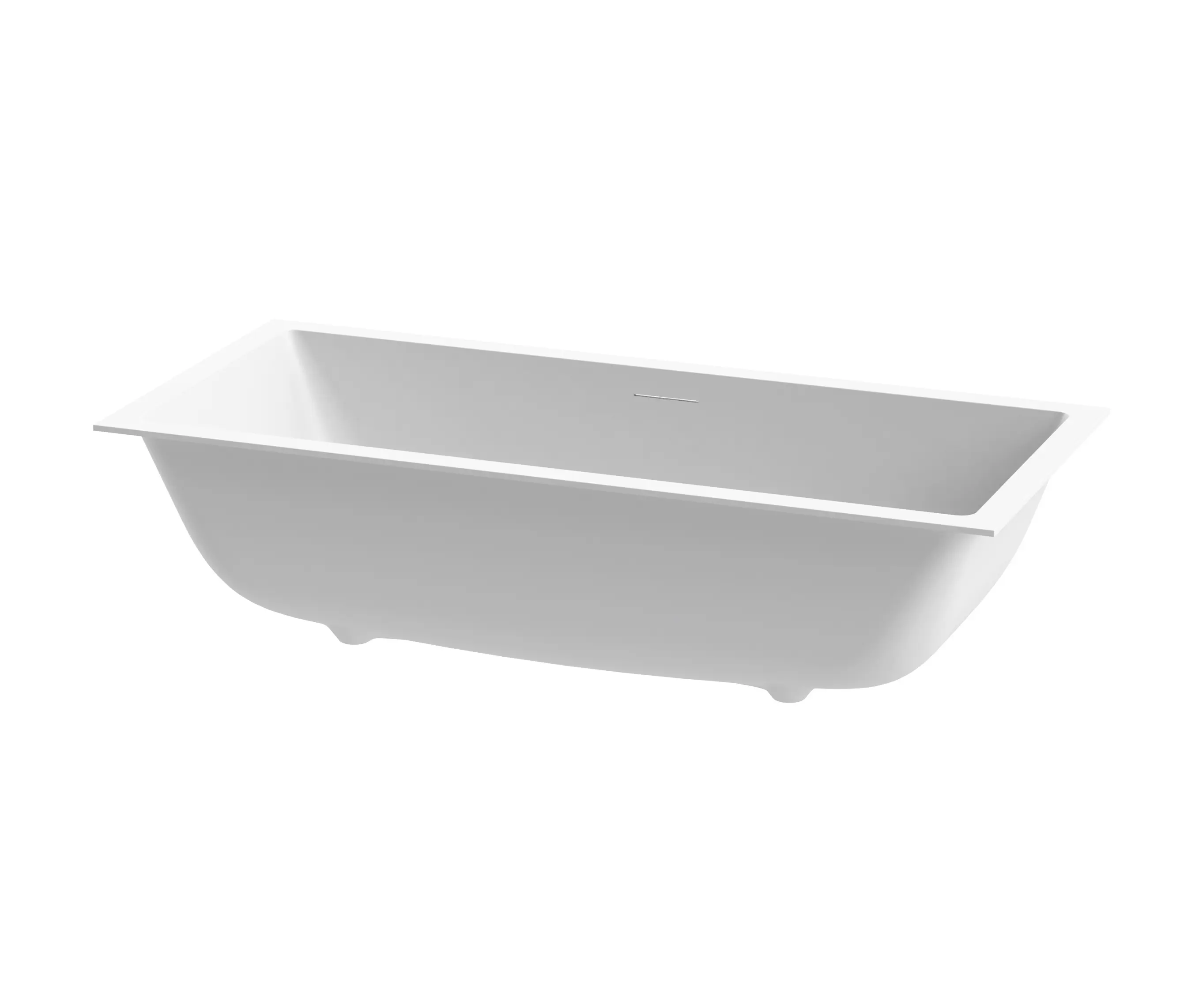 Vigour - Fitted bath in solid surface white matt white with slotted overflow