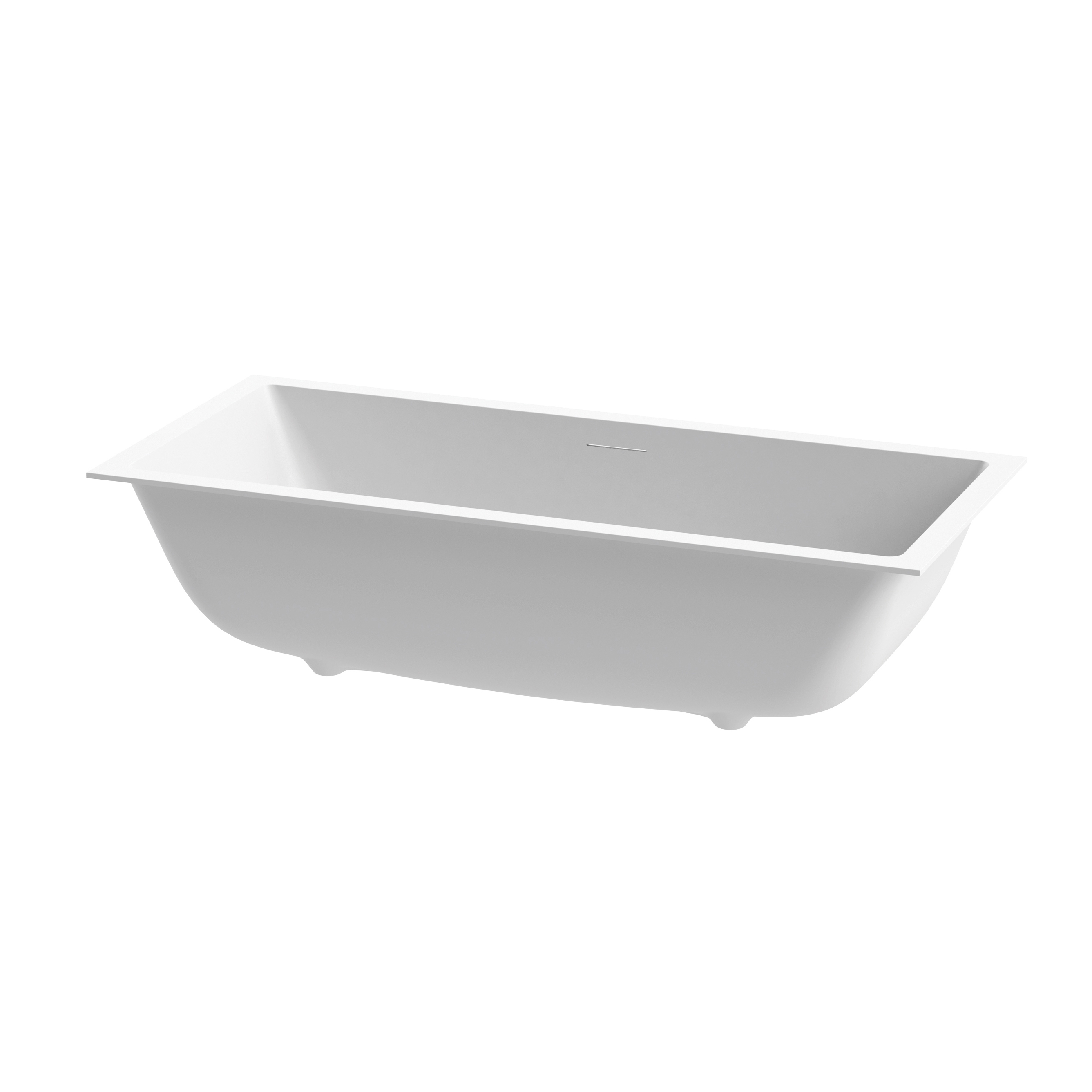 Display product Fitted bath in solid surface white matt white with slotted overflow from manufacturer Vigour