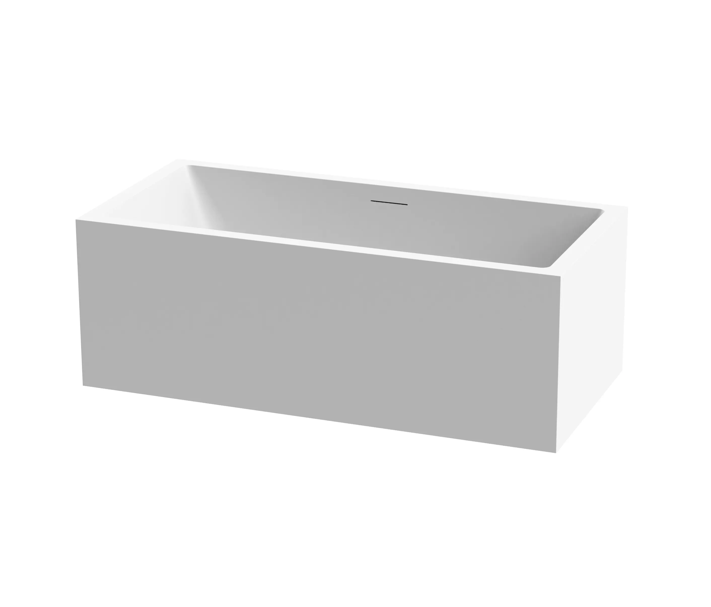 Vigour - Back-to-wall bath solid surface white 3-sided with slotted overflow matt white