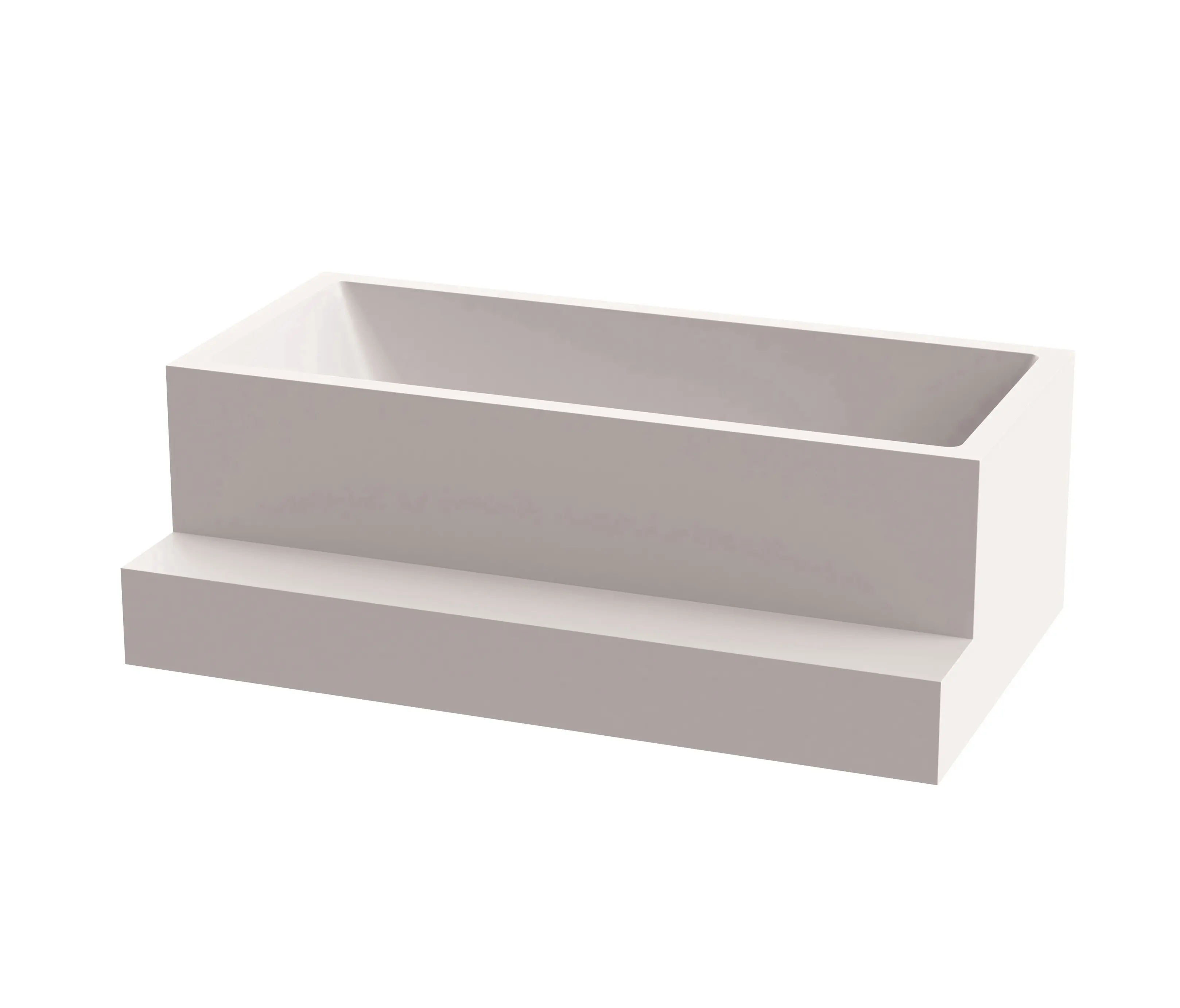 Vigour - Back-to-wall bath solid surface white 2-sided left matt white with step