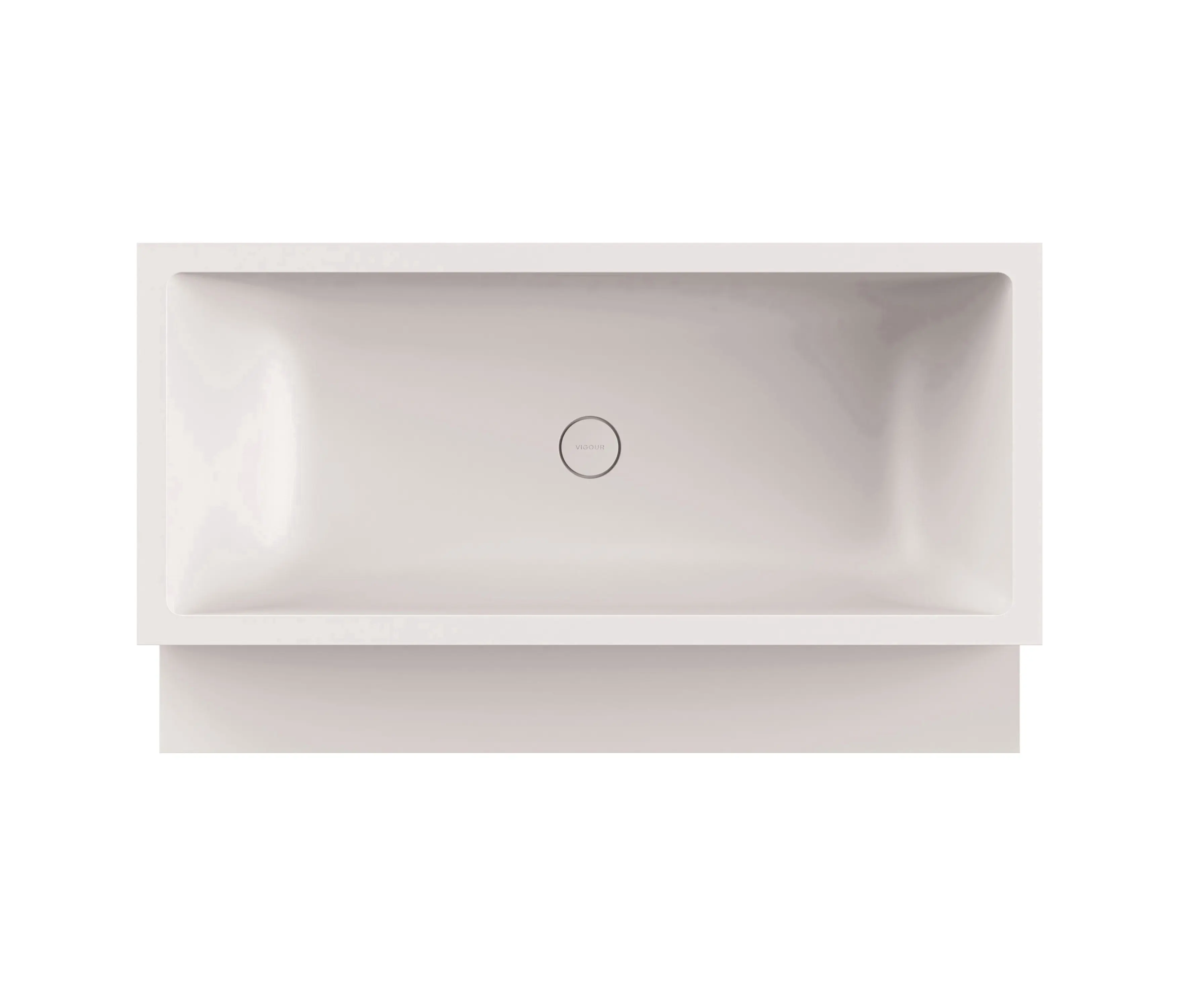 Vigour - Back-to-wall bath solid surface white 2-sided right matt white with step