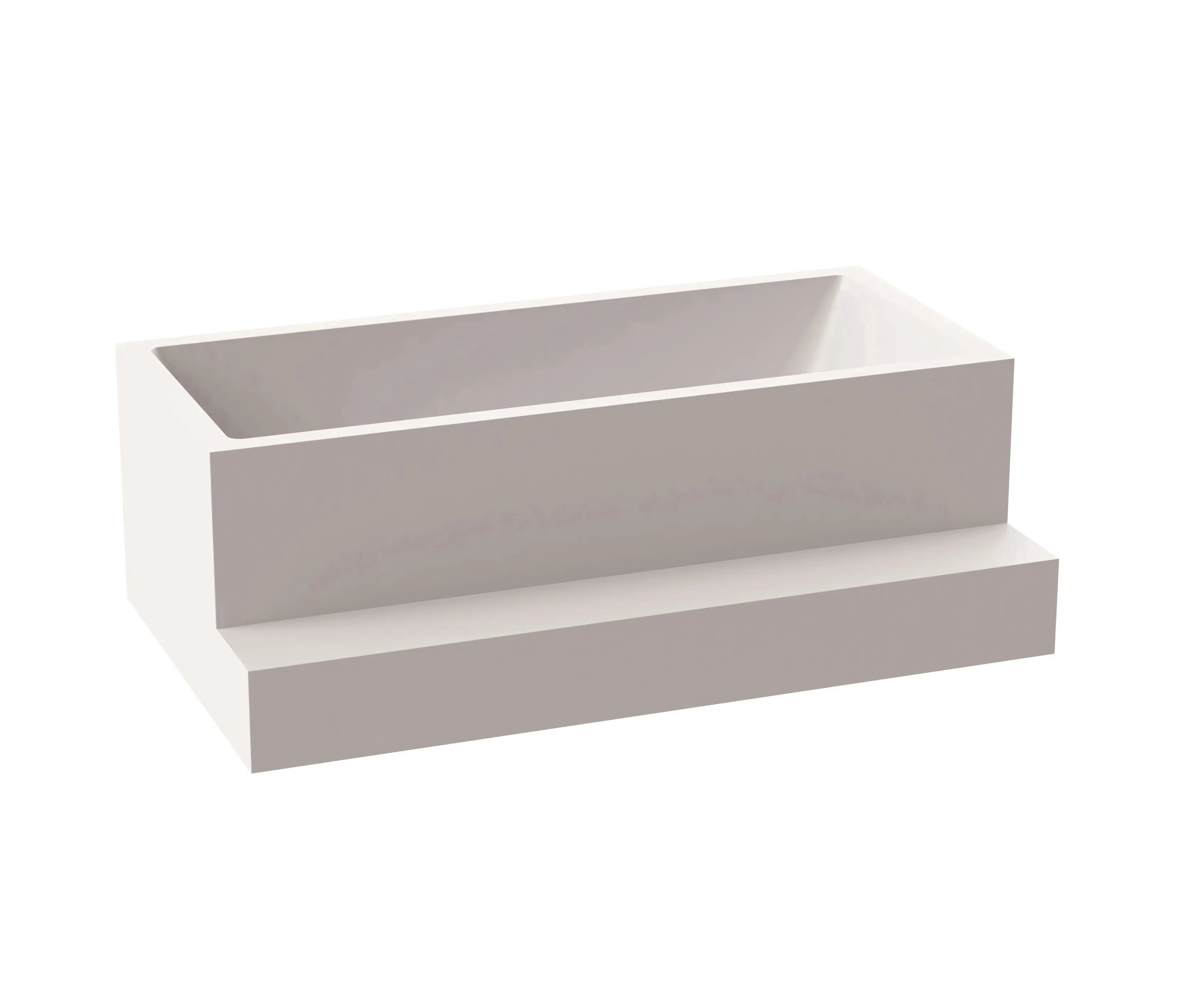 Vigour - Back-to-wall bath solid surface white 2-sided right matt white with step