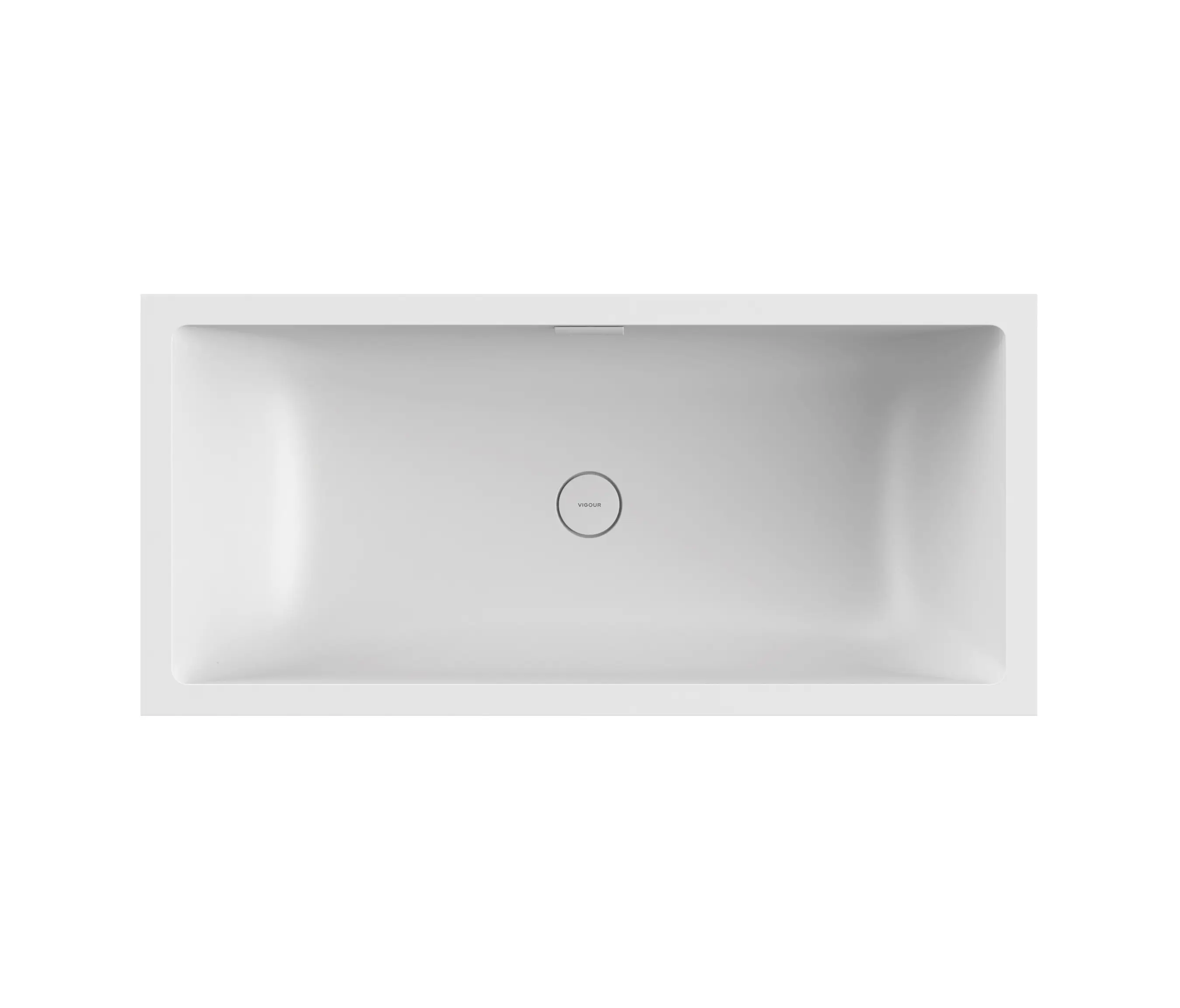 Vigour - Back-to-wall bath solid surface white 2-sided left with spout matt white