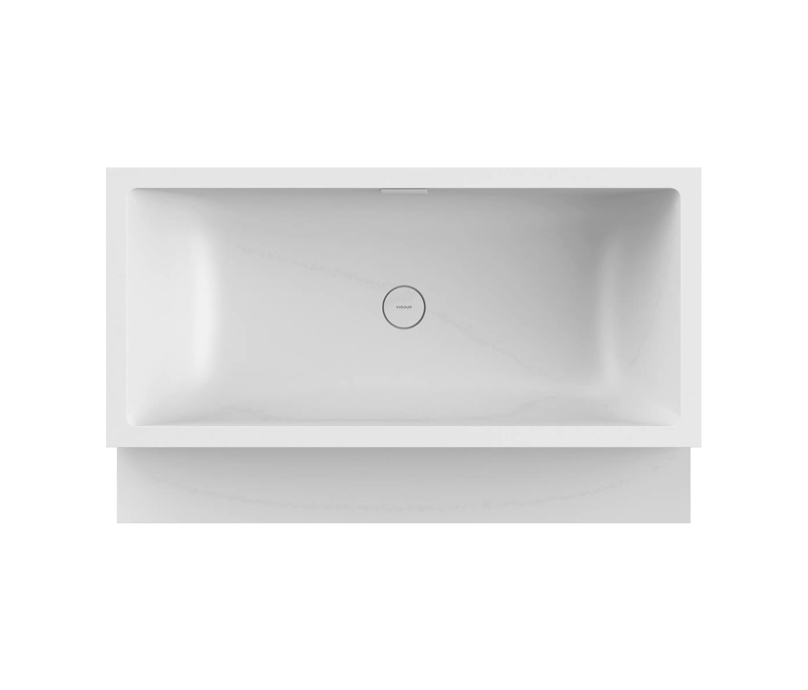 Vigour - Back-to-wall bath solid surface white 2-sided left with spout matt white with step