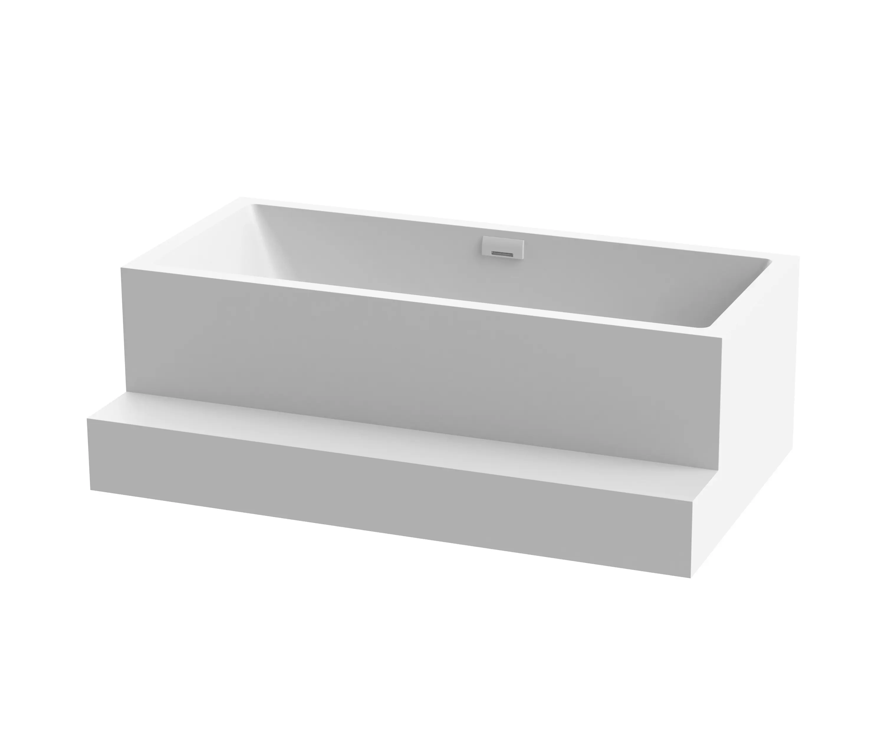 Vigour - Back-to-wall bath solid surface white 2-sided left with spout matt white with step