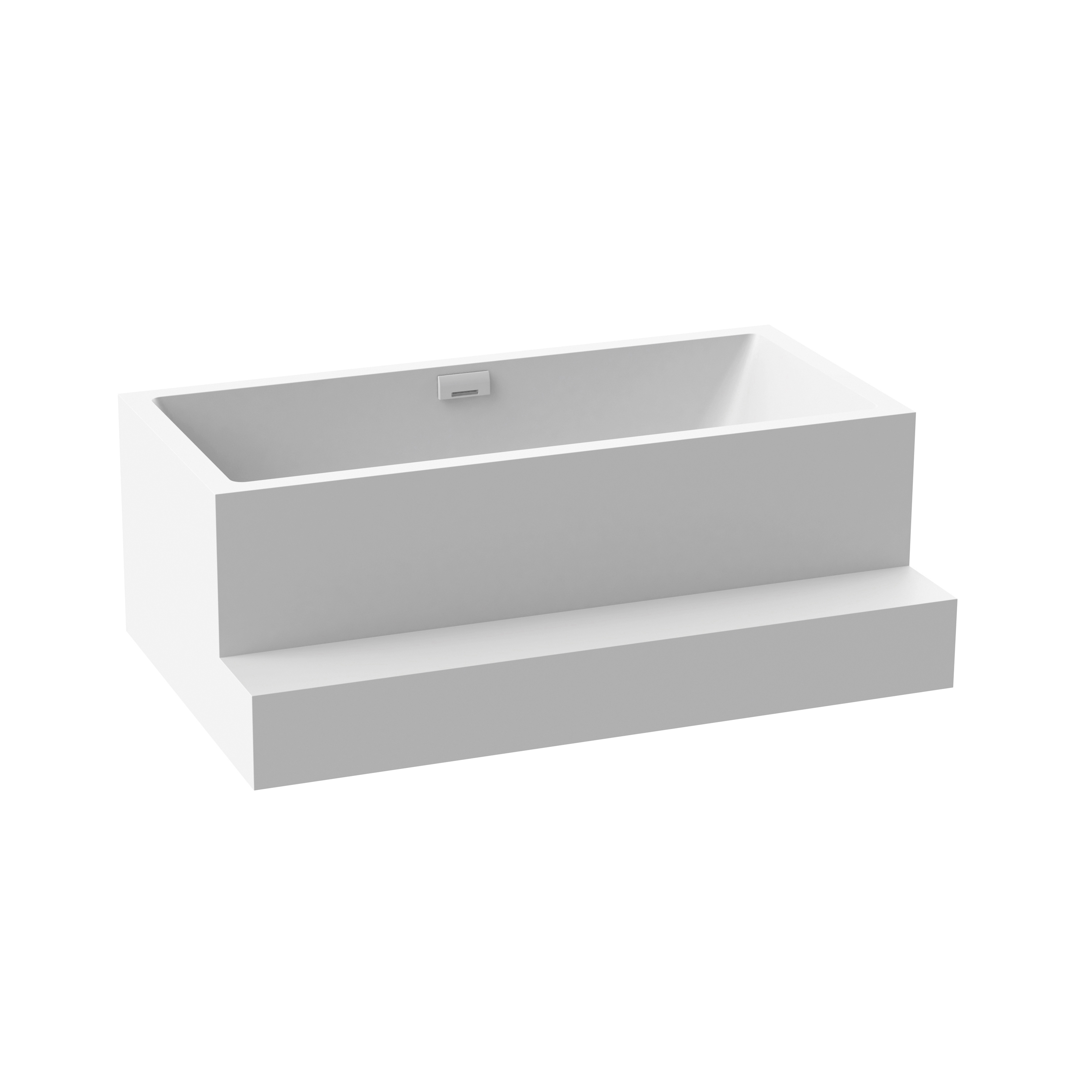 Afficher le produit Back-to-wall bath solid surface white 2-sided right with spout matt white with step du fabricant Vigour