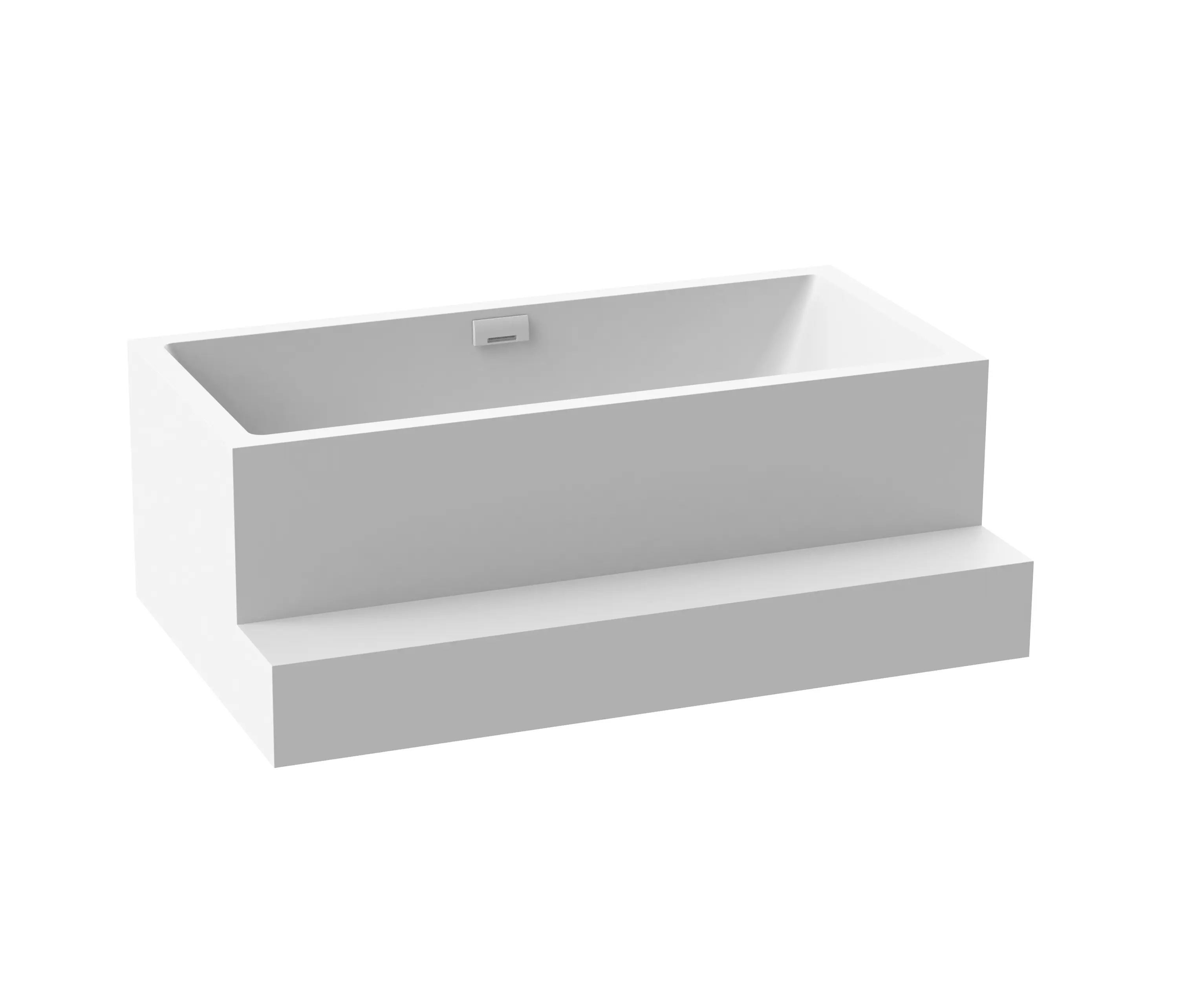 Vigour - Back-to-wall bath solid surface white 2-sided right with spout matt white with step
