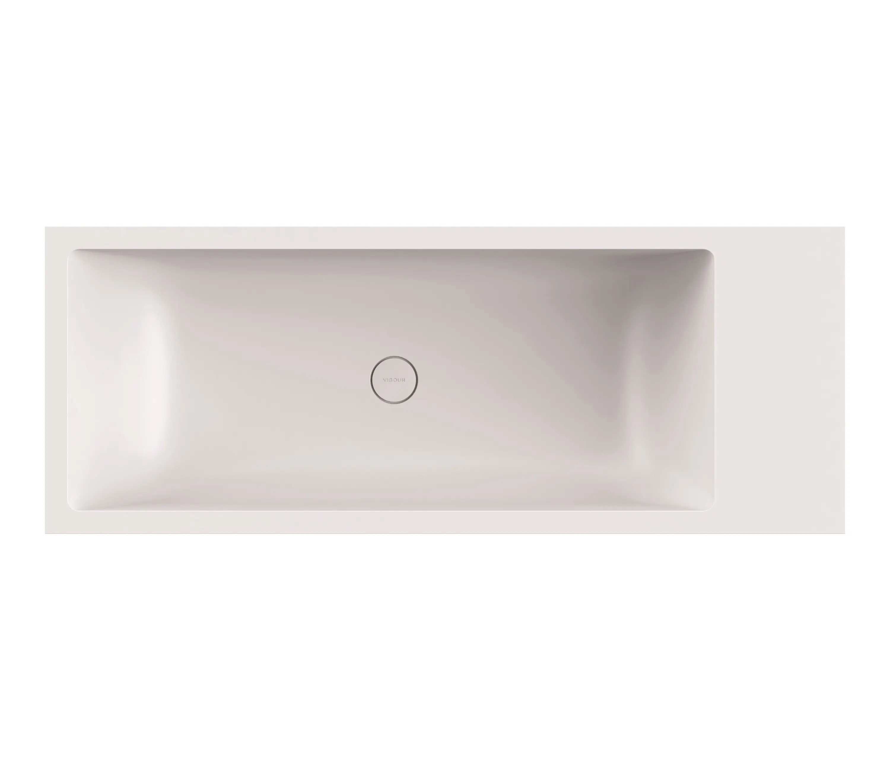 Vigour - Back-to-wall bath solid surface white 3-sided matt White shelf on right
