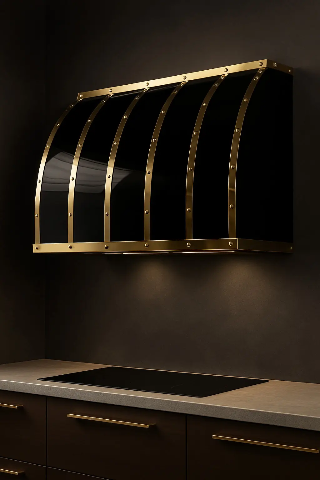 AMORETTI BROTHERS - Black And Brass Range Hood - Winston