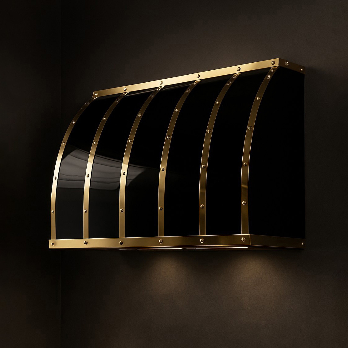 Display product Black And Brass Range Hood - Winston from manufacturer AMORETTI BROTHERS