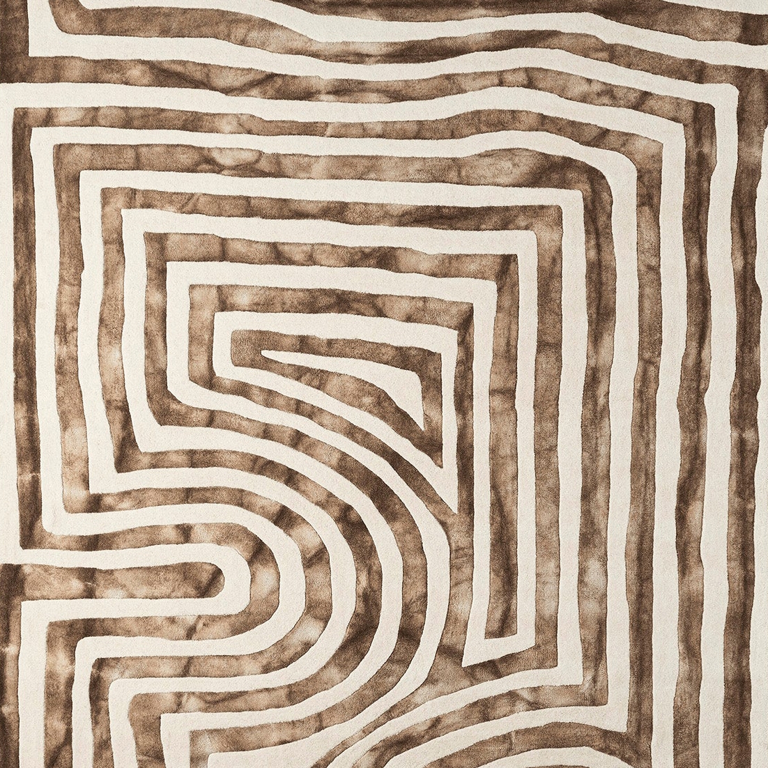 Psychedelic Labyrinth Beige Dip Dye Rug | 300x400cm