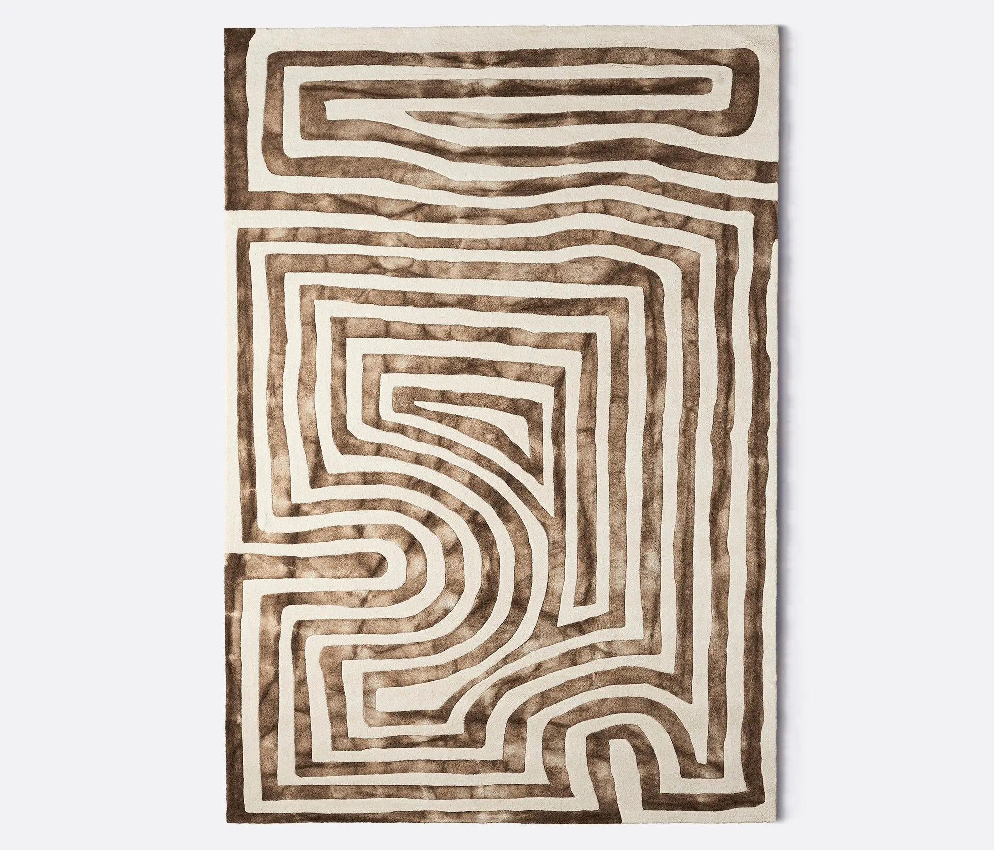 Dusty deco - Psychedelic Labyrinth Beige Dip Dye Rug | 300x400cm