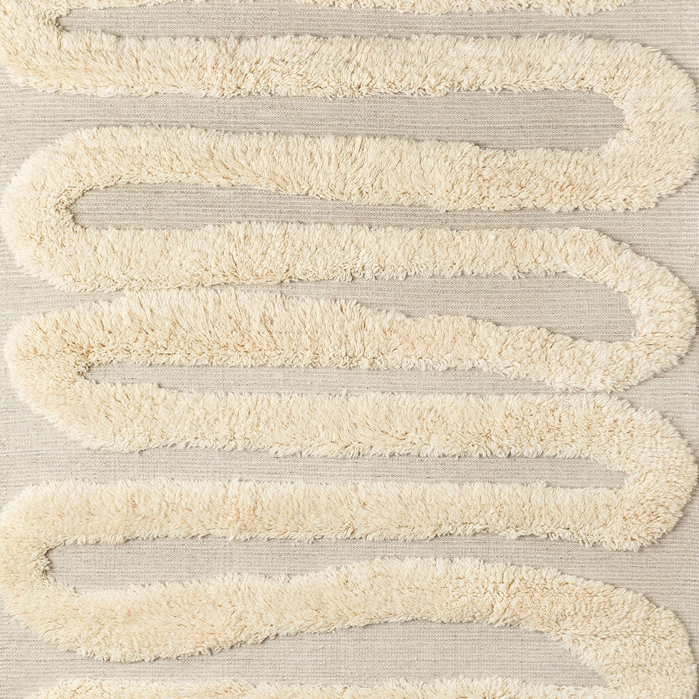 Snake Rya Off White Rug | 250 x 350cm