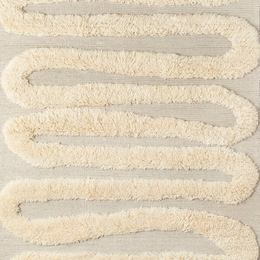 Snake Rya Off White Rug | 300 x 400cm