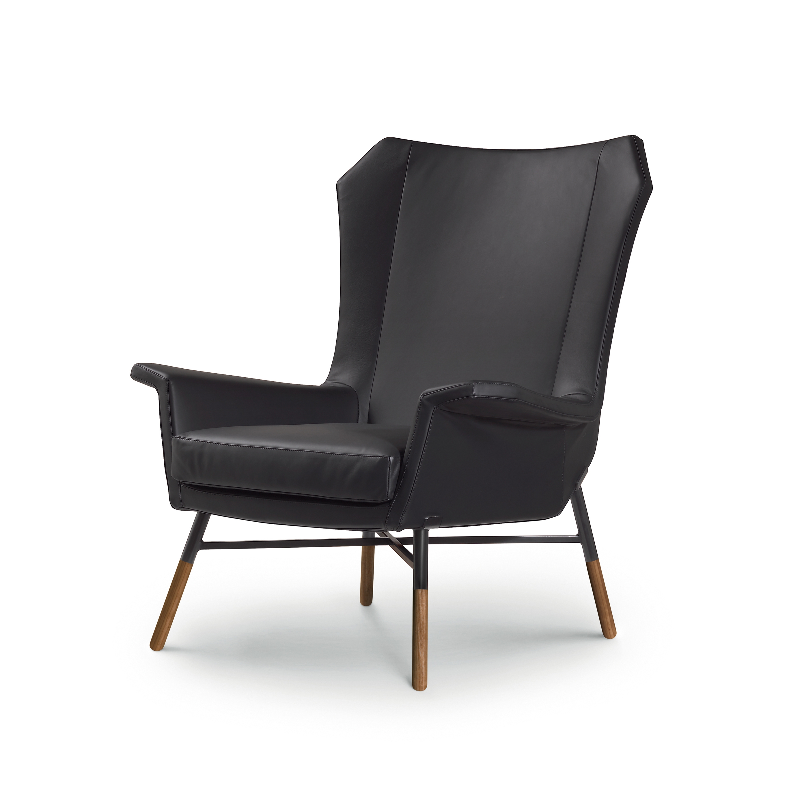 Vertoon produk Giulietta Armchair - Leather Version with oak stained inserts van vervaardiger ARFLEX
