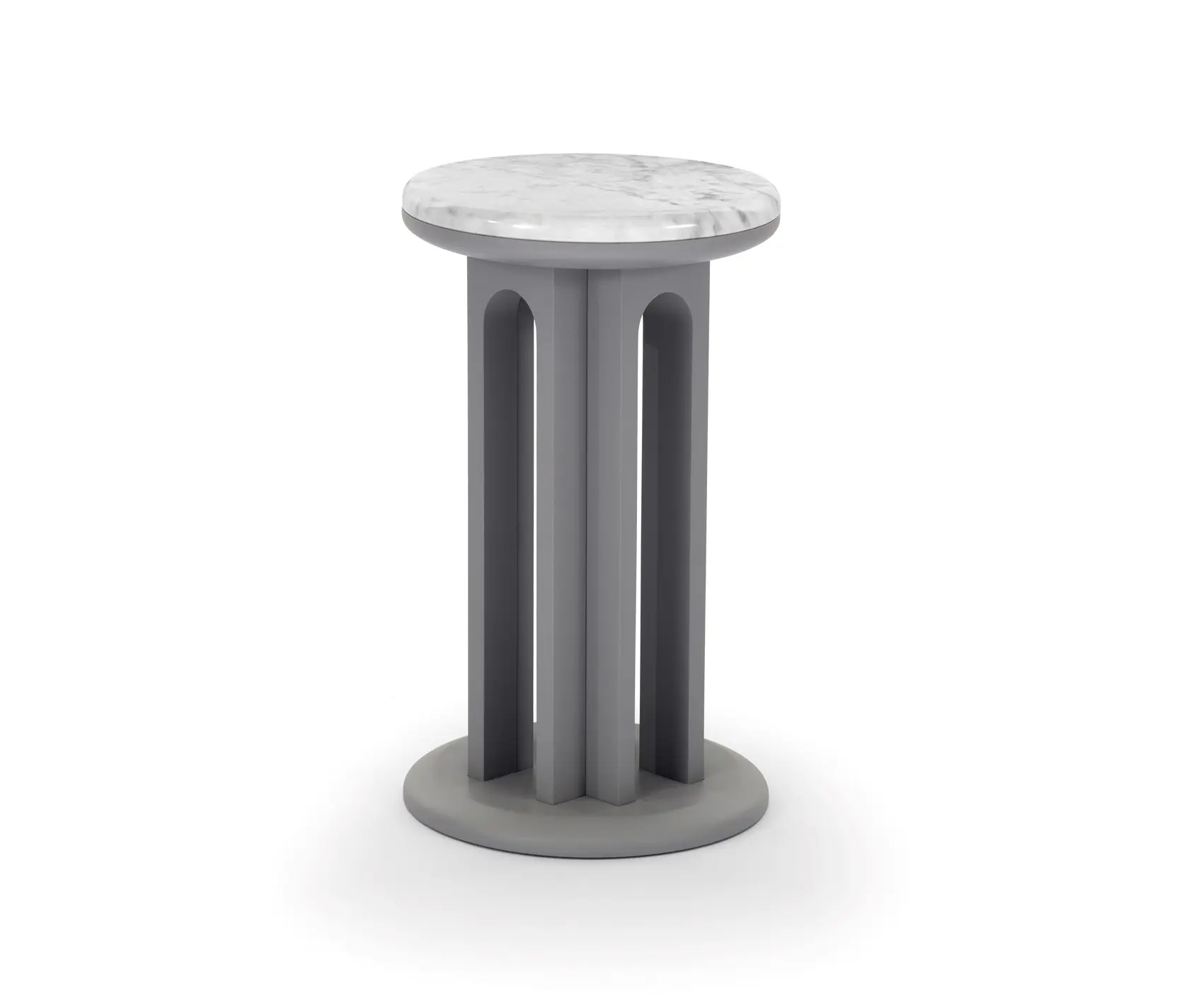 ARFLEX - Arcolor Small Table 30 - Version with grey RAL 7036 lacquered Base and Carrara Marble Top