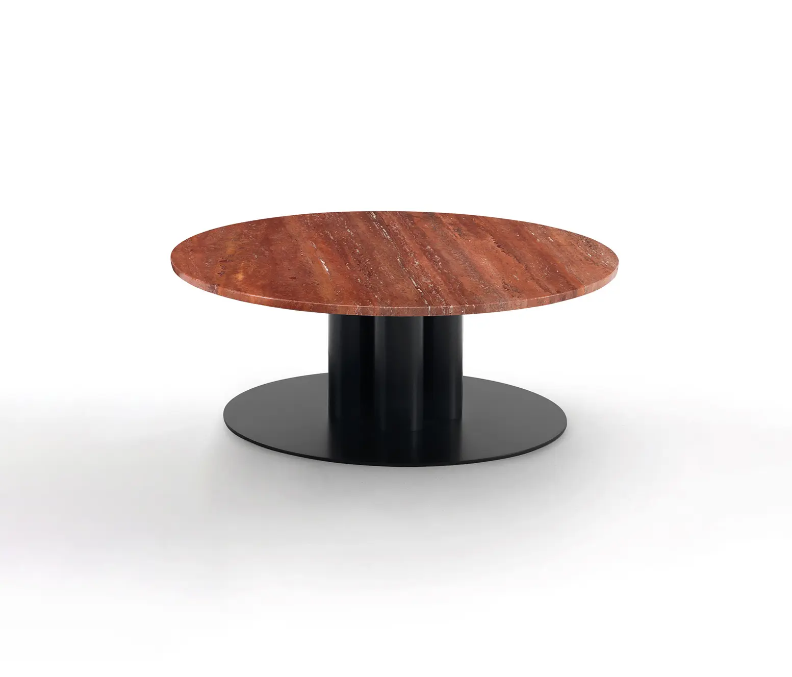 ARFLEX - Goya Small Table D. 90 H. 34 cm - Round Version with Travertino rosso Top