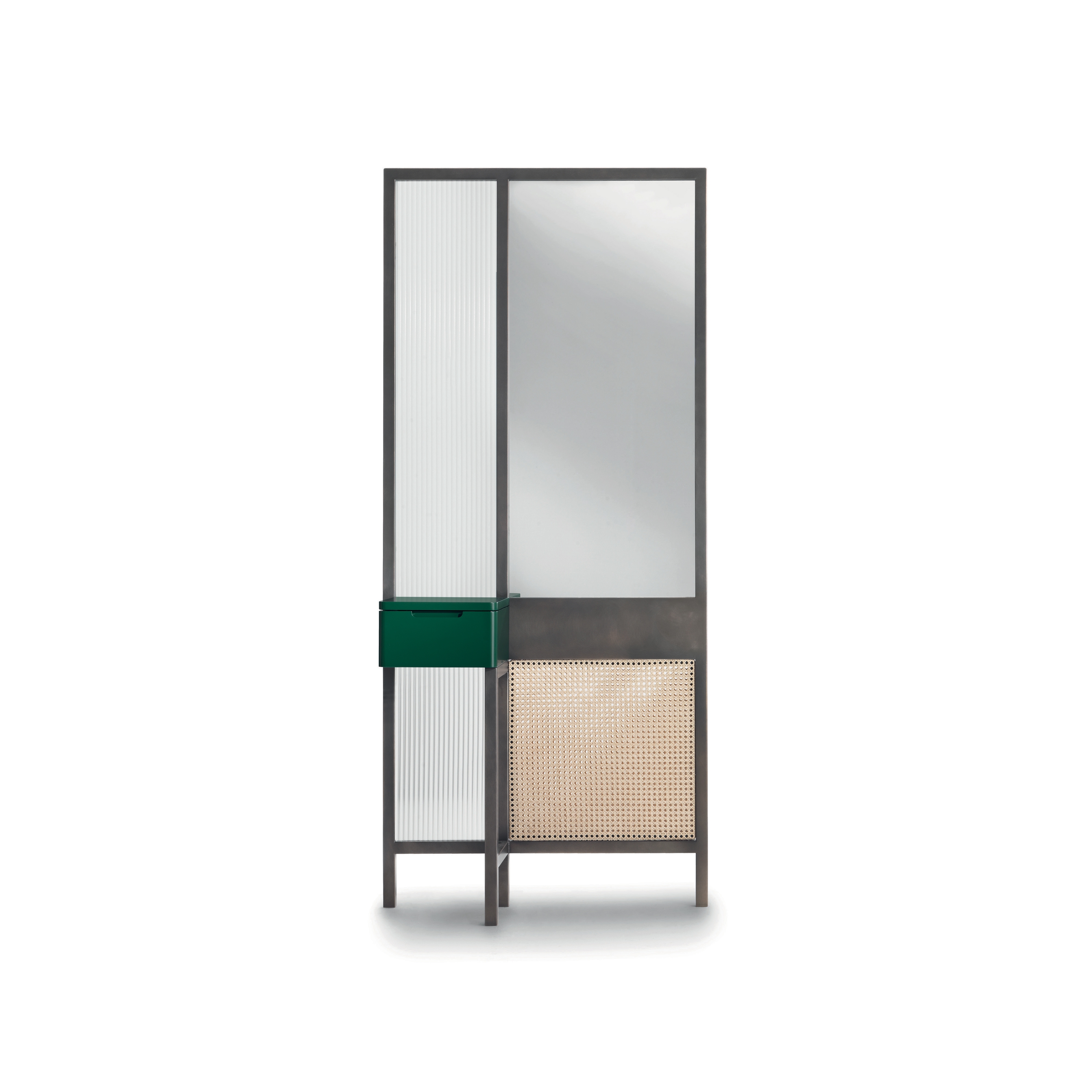 Threshold Mirror Cabinet - High Version with green lacquered drawer