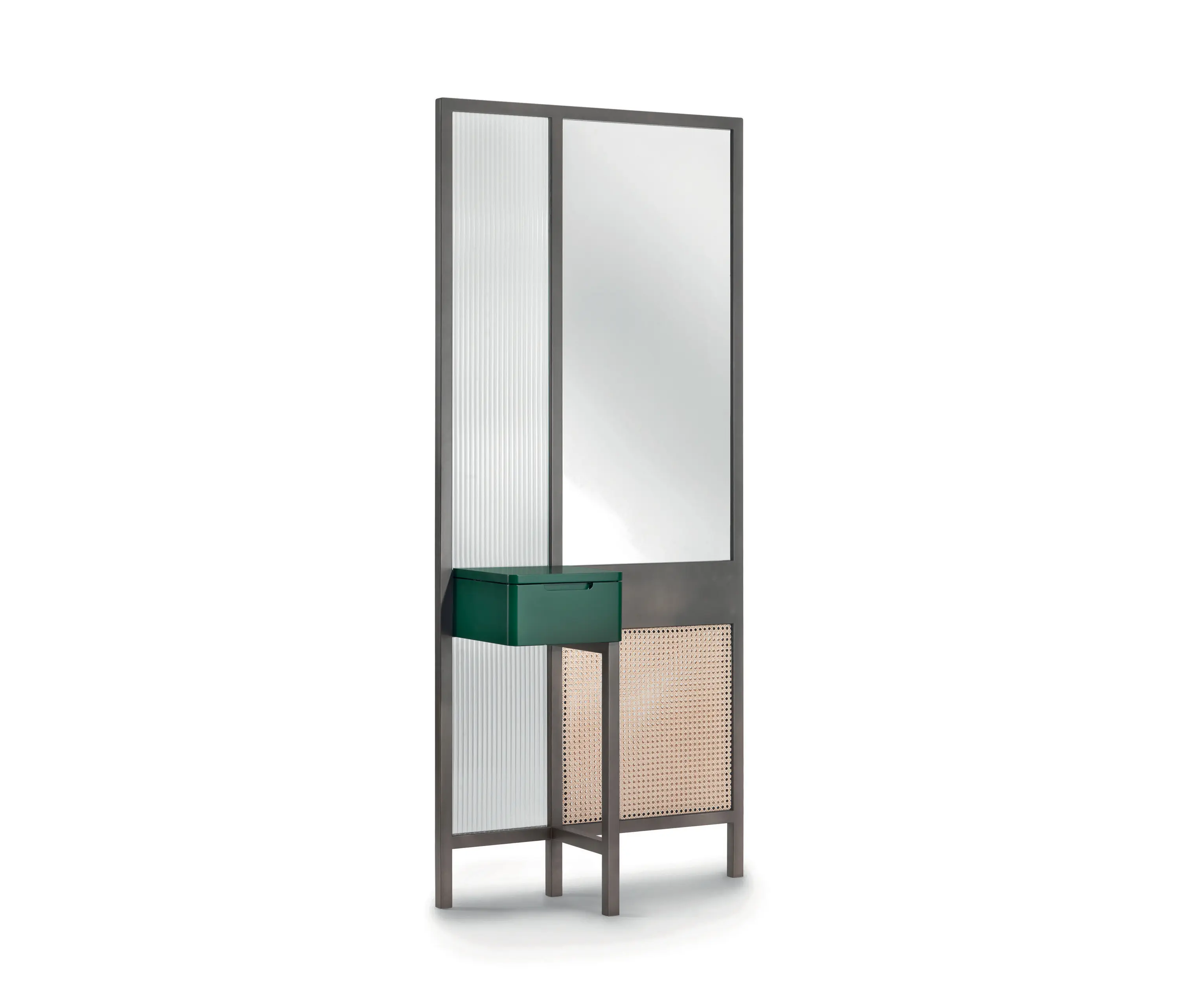 ARFLEX - Threshold Mirror Cabinet - High Version with green lacquered drawer
