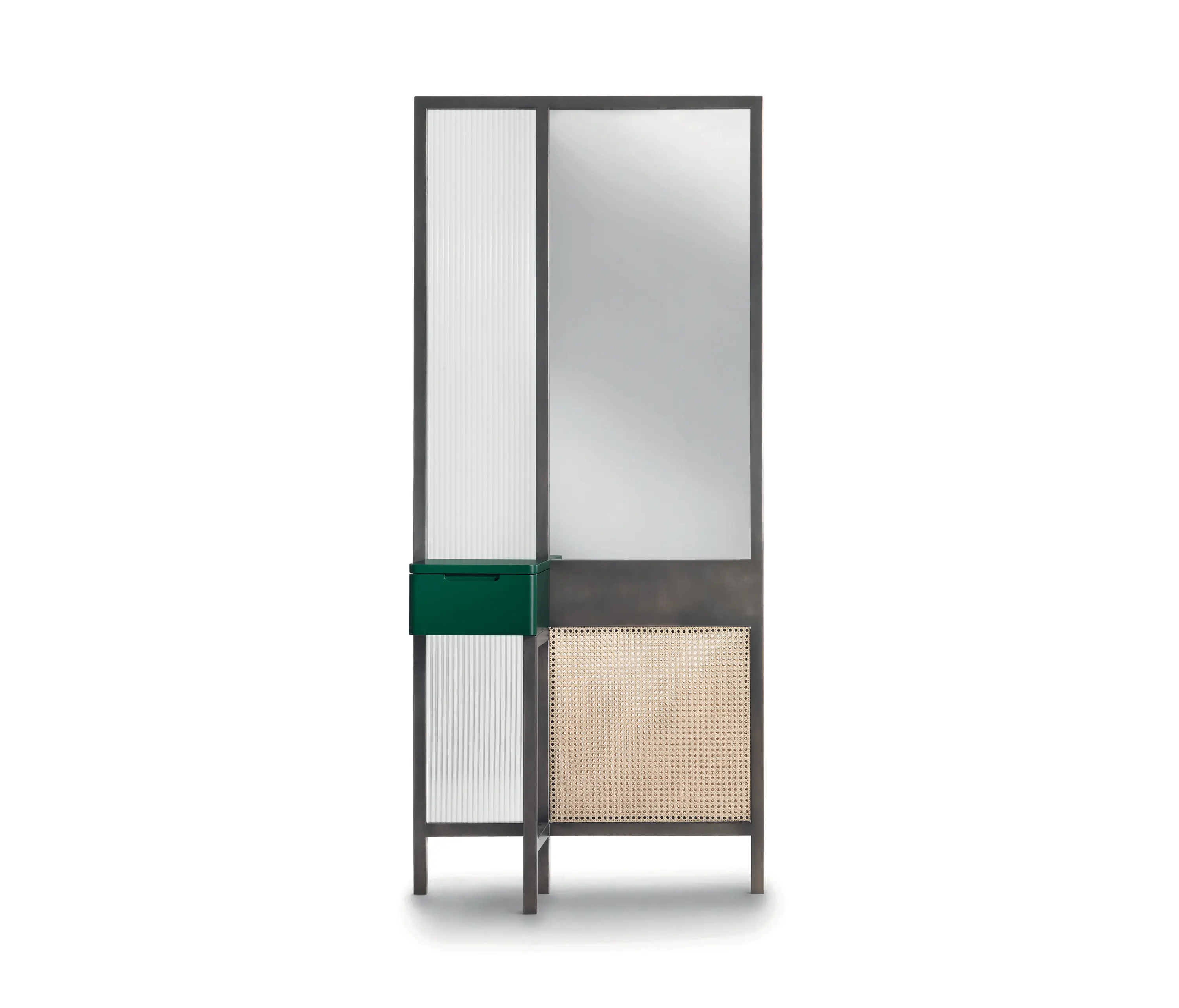 ARFLEX - Threshold Mirror Cabinet - High Version with green lacquered drawer