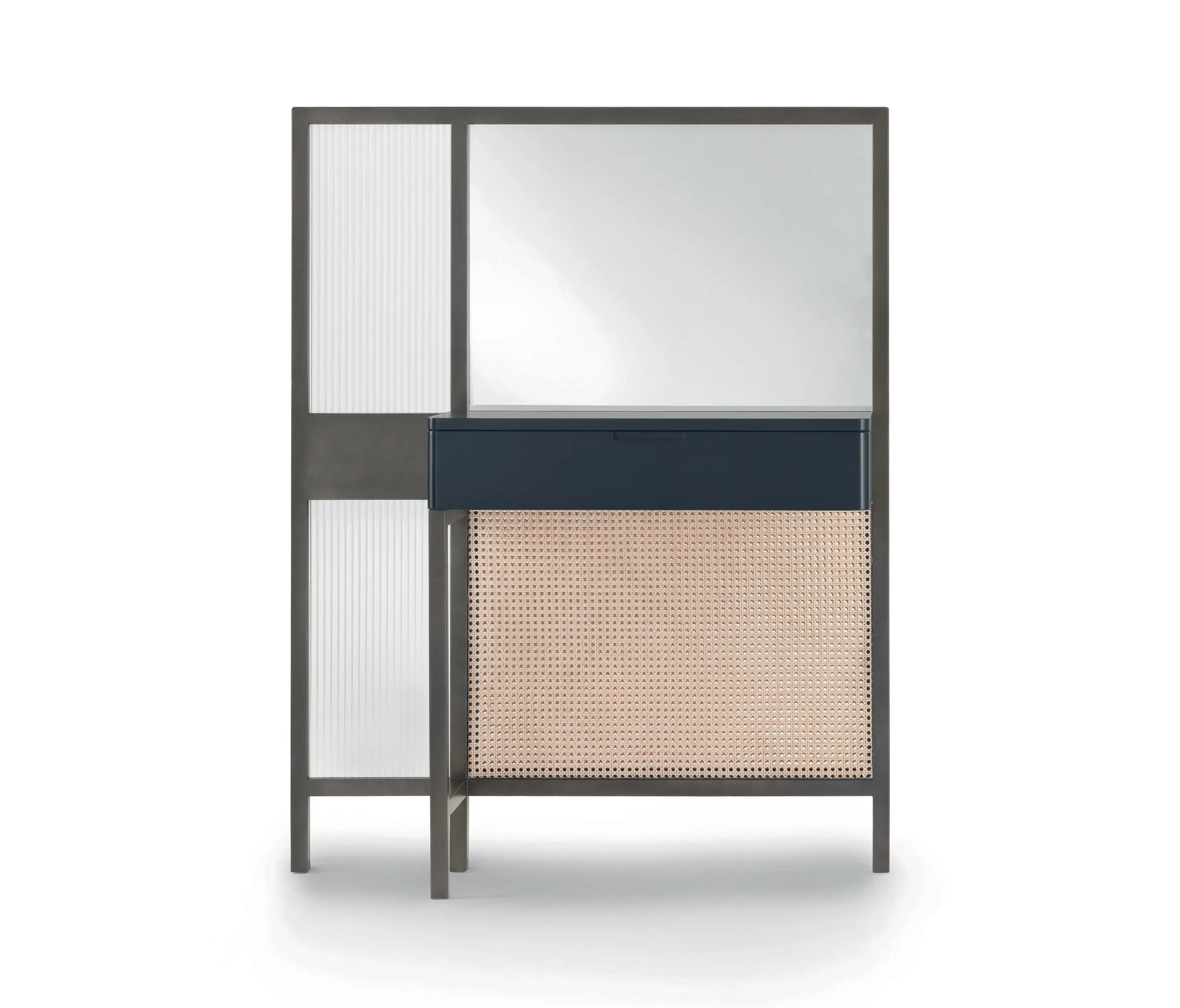 ARFLEX - Threshold Mirror Cabinet - Low Version with black lacquered drawer